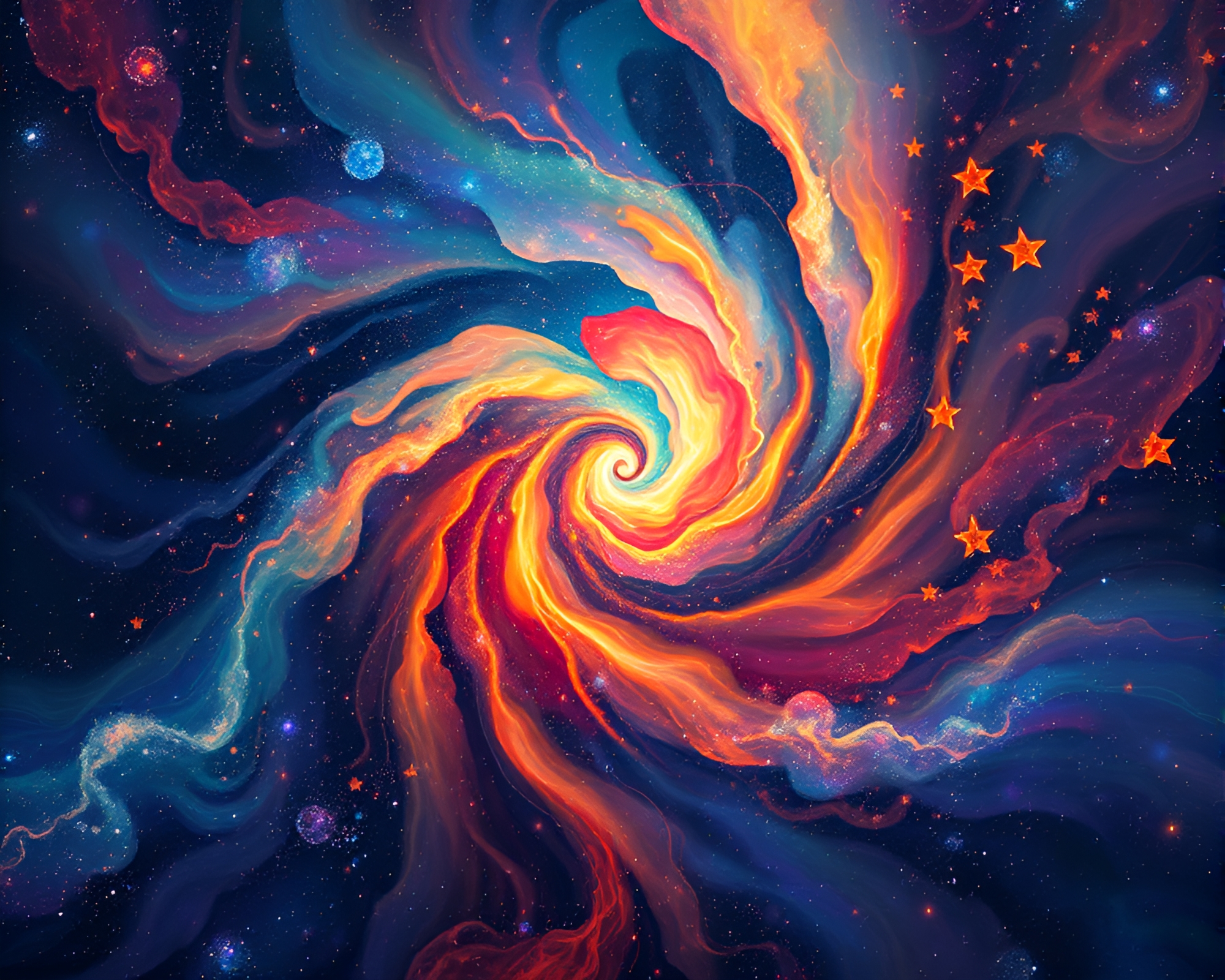 Ethereal Silk Kimono in Cosmic Vortex Painting – free AI stock image