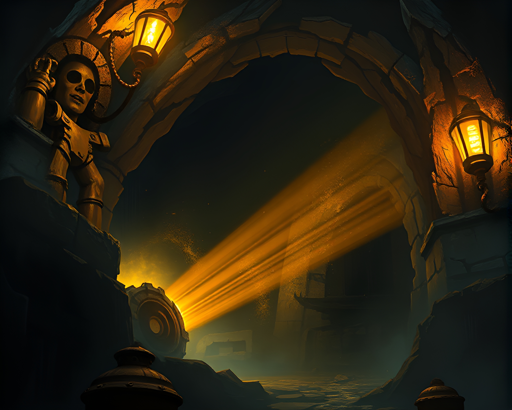 Enigmatic Morse Code Message in Dungeon Torchlight – free AI stock image