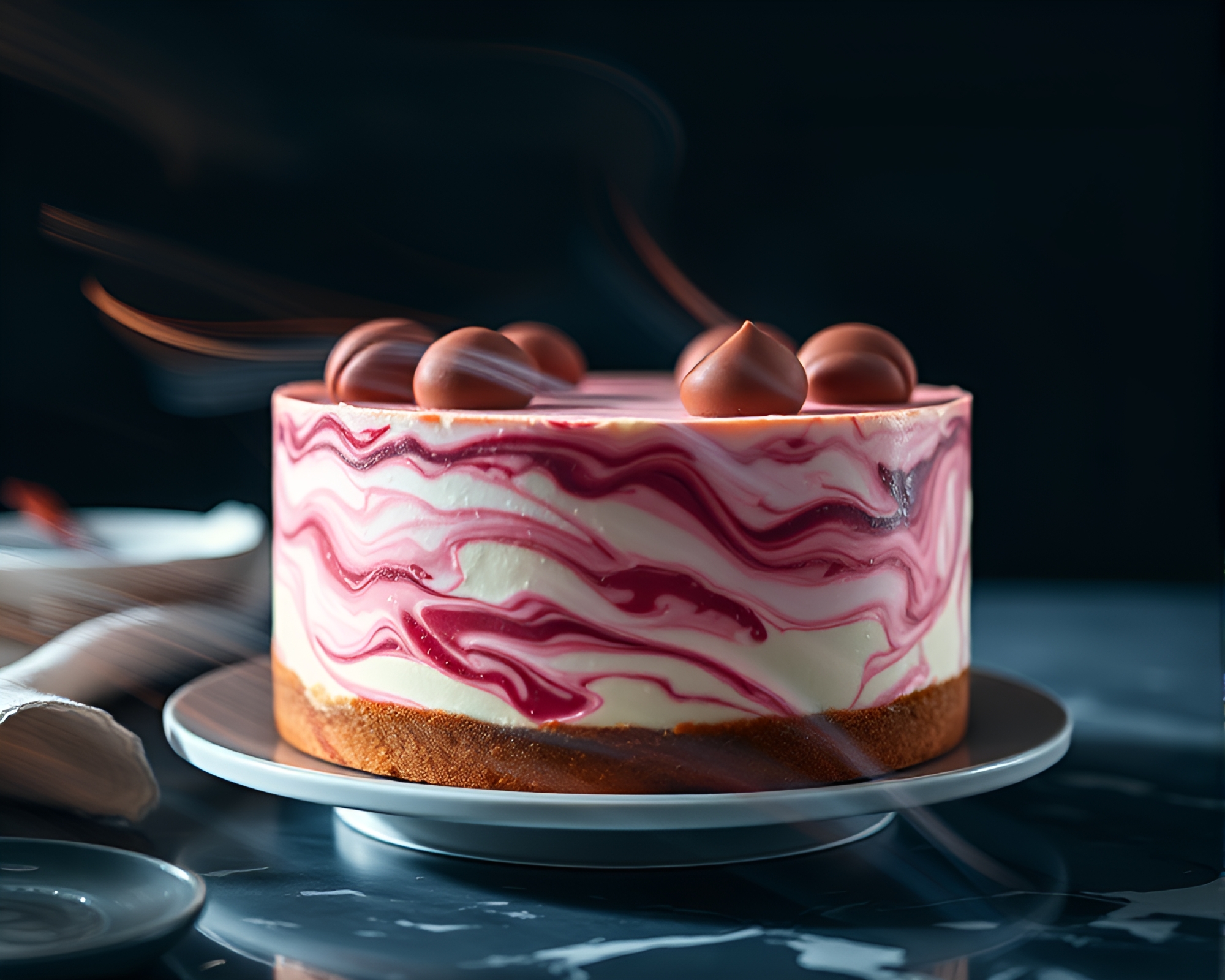 Surreal Marbled Cake Double Exposure Photography – free AI stock image