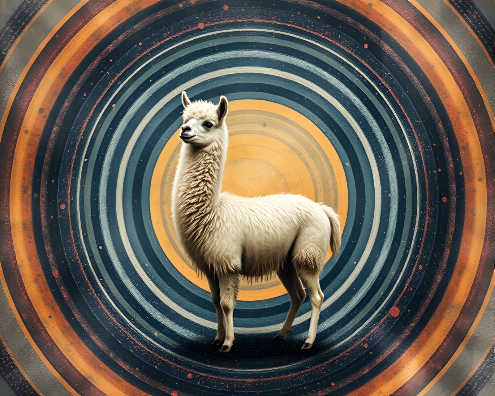 Concentric circles with llama in a cosmic dust palette