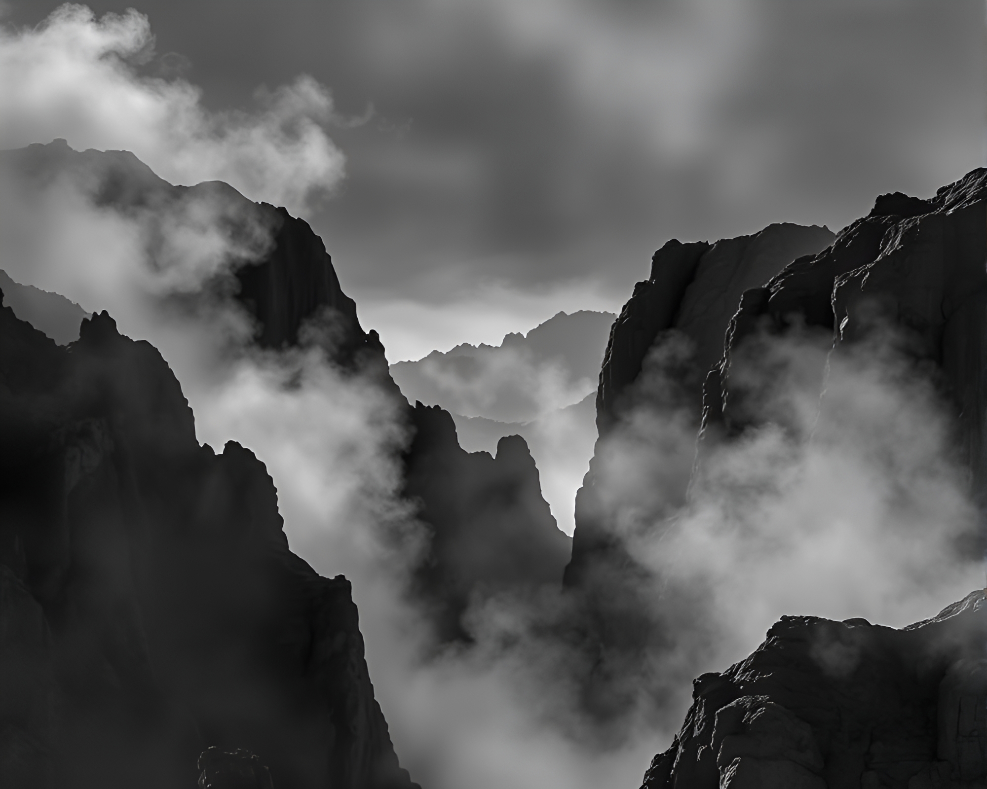 Charcoal Canyon Aglow: Stereoscopic 3D Smoke Landscape – free AI stock image