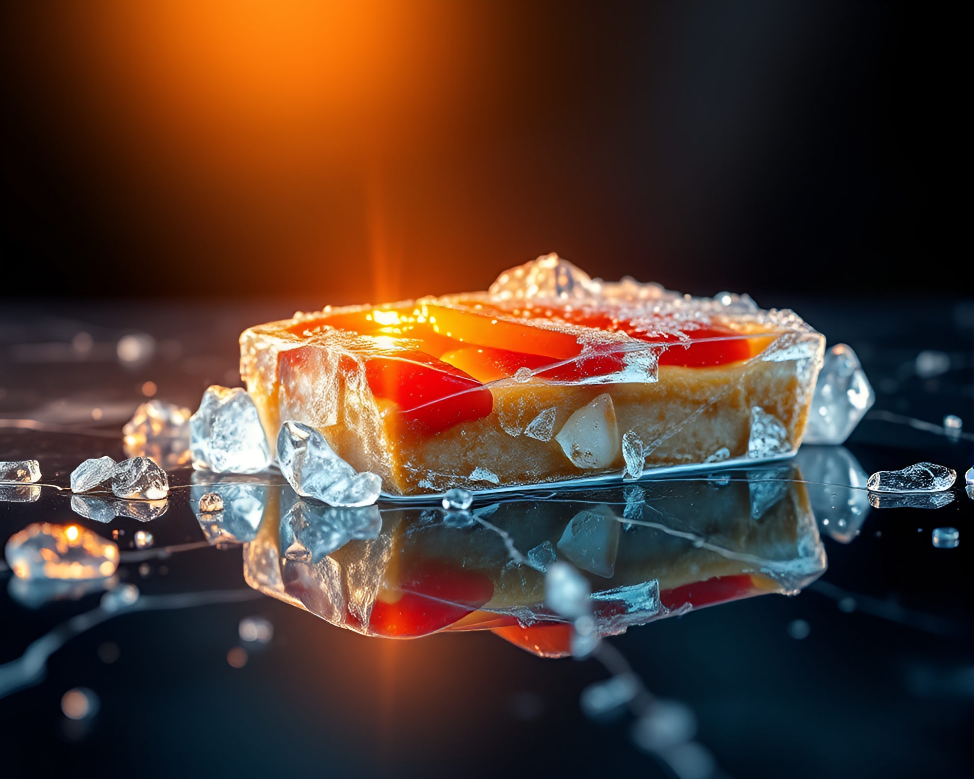 Stunning Vector Fruit Tart on Ice Reflection Crack – free AI stock image