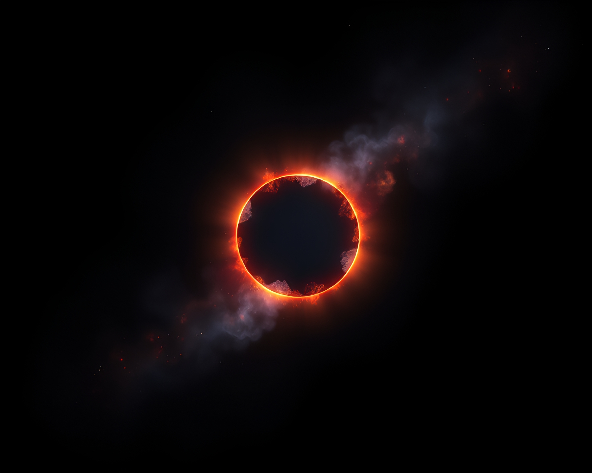 Celestial Eclipse Shadows Amid Floating Embers – free AI stock image