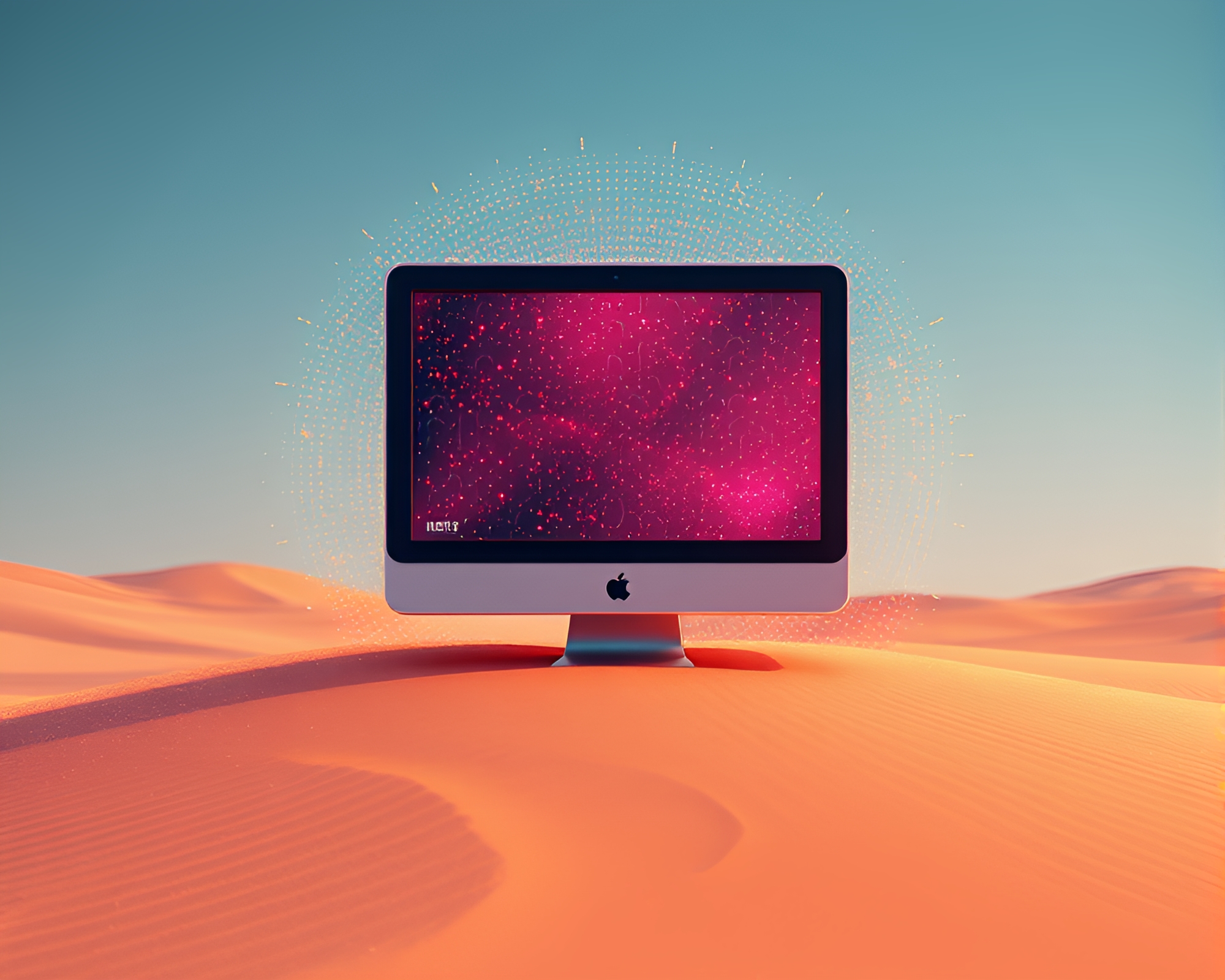 Quantum Desert Wireframe: Screenprint Dots – free AI stock image