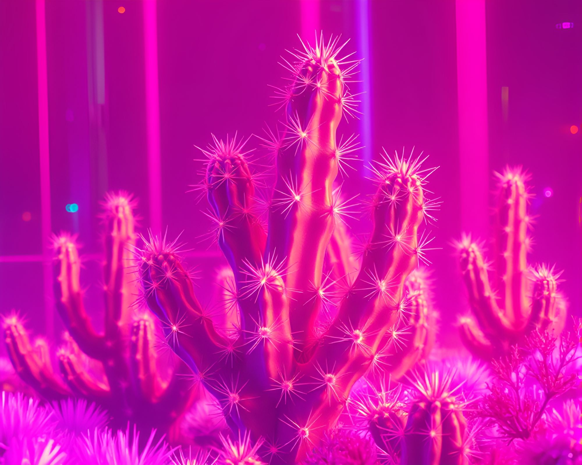 Vibrant Neon Cactus Fractal Glow – free AI stock image