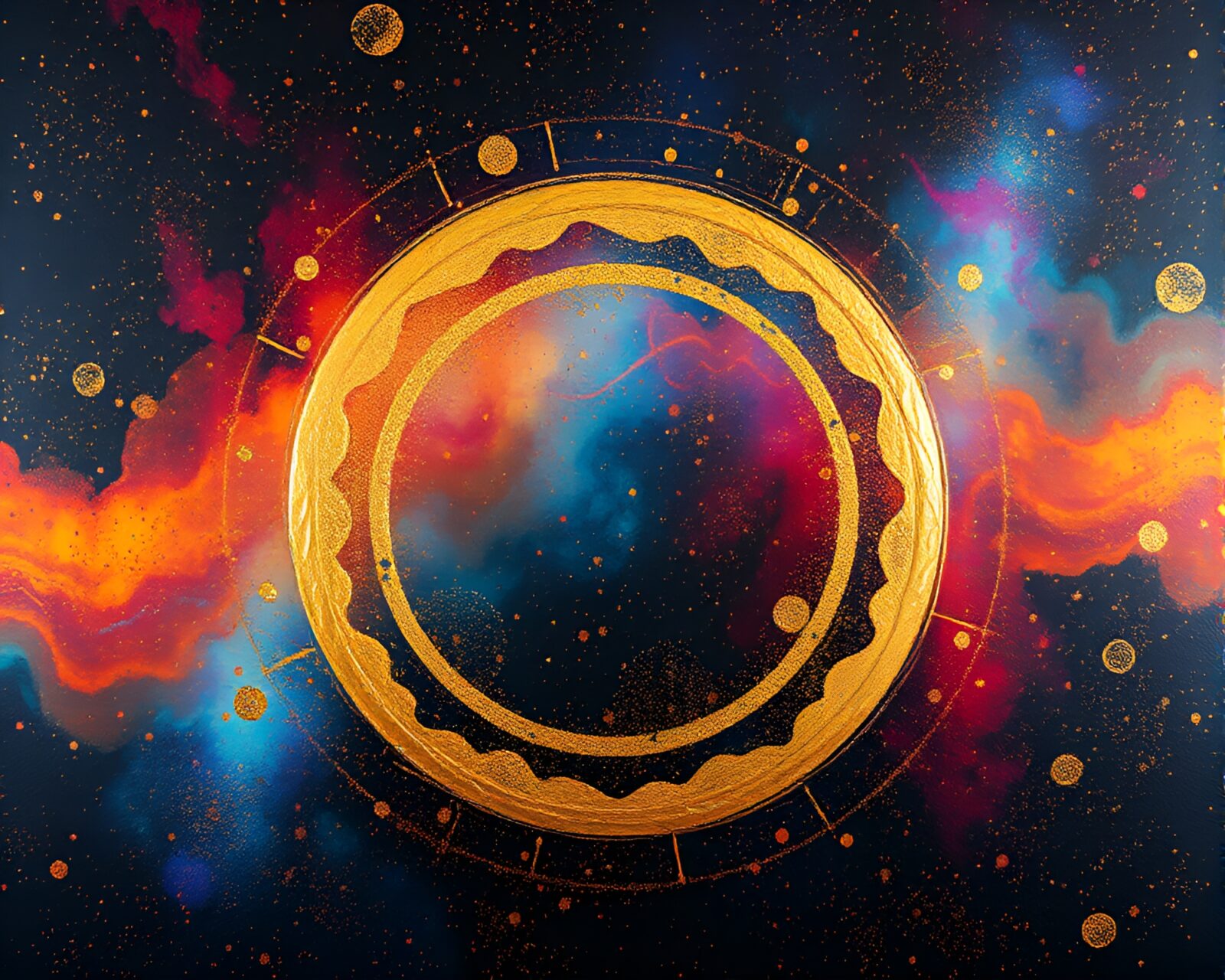 Mystical magic circle shining in vibrant splatter art style