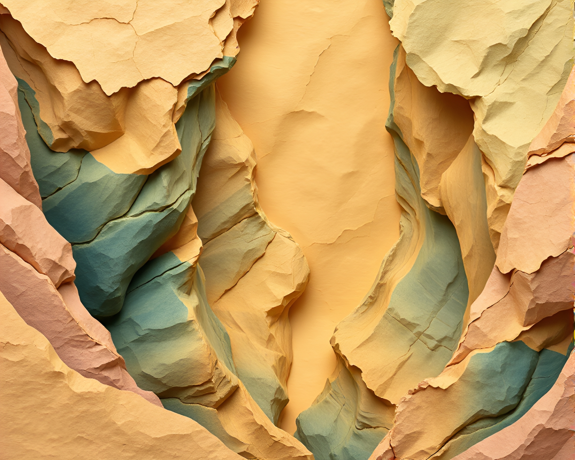 Eroded Canyon Paper Cutout Landscape – free AI stock image