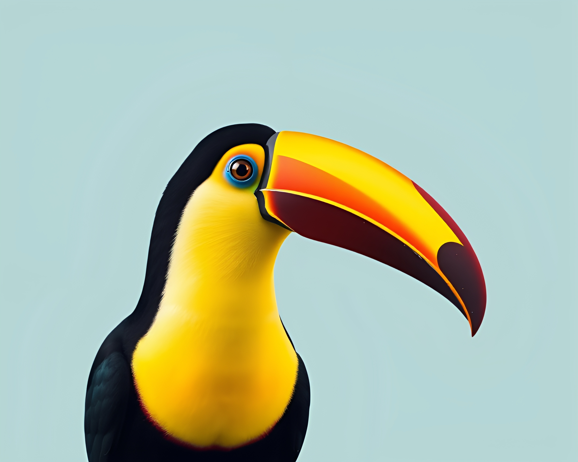 Vibrant Toucan in Flat Color Medium Shot Composition – free AI stock image