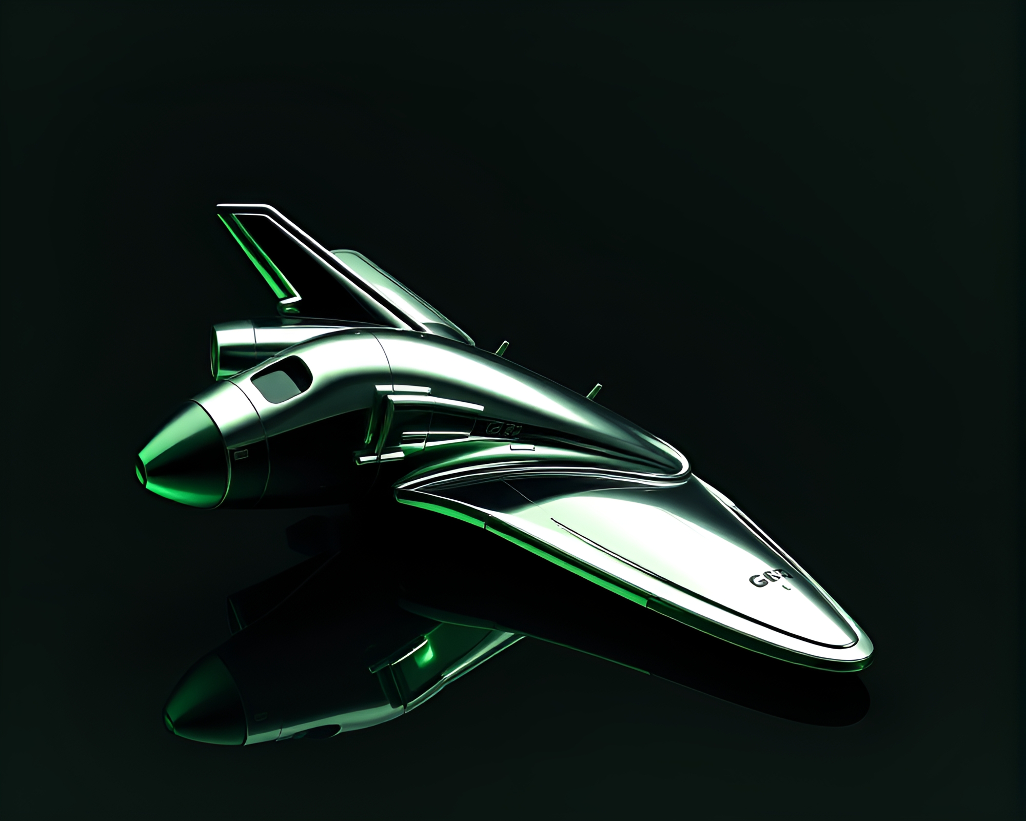 Monochrome Space Shuttle Chrome Reflection in Grisaille – free AI stock image