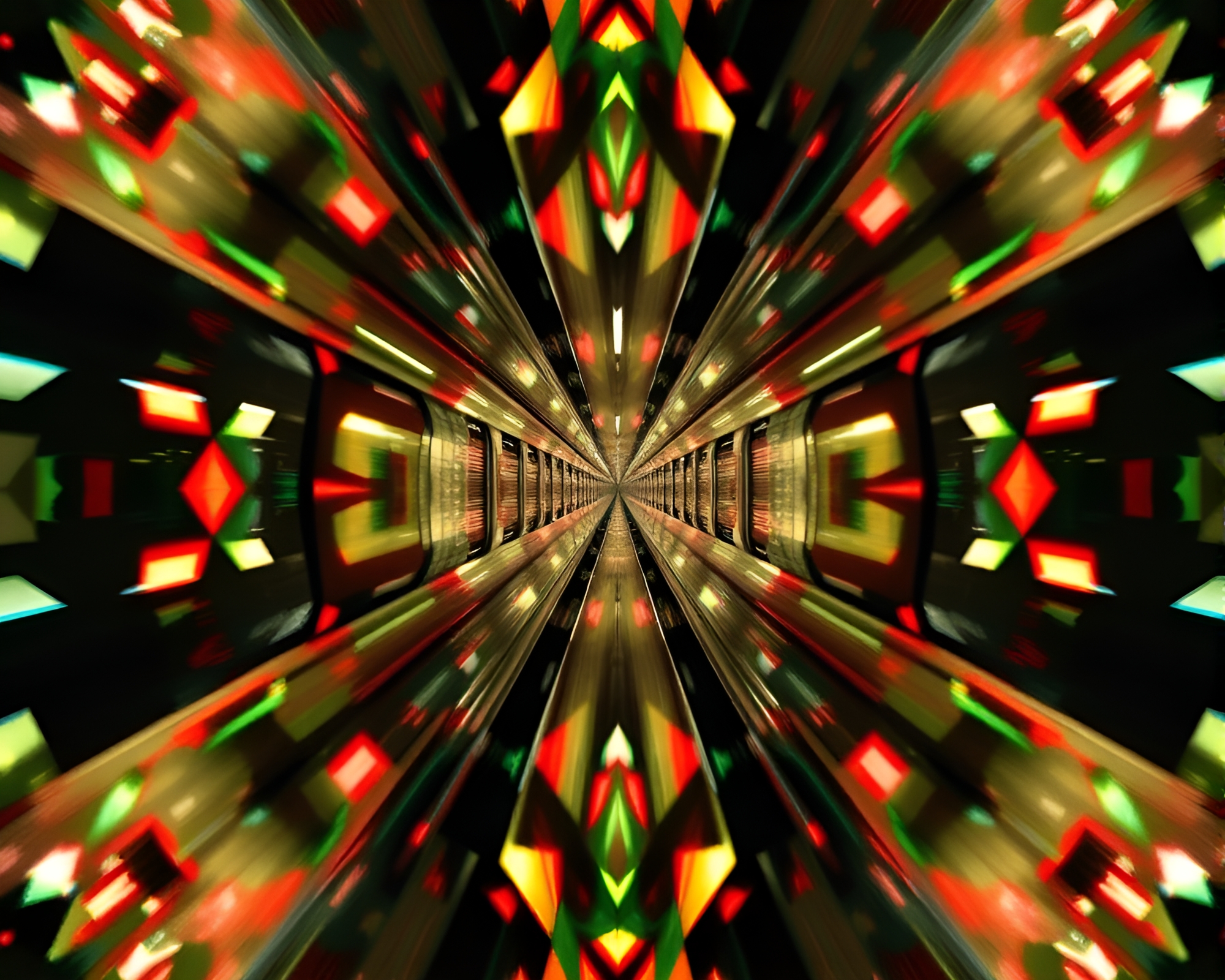 Surreal Monorail Kaleidoscope Noir – free AI stock image