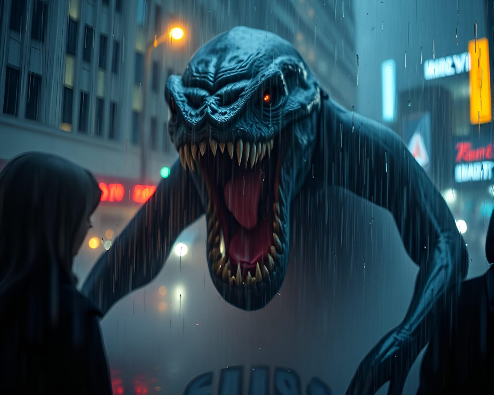 Kinetic art of a candid Kraken moment in the rain