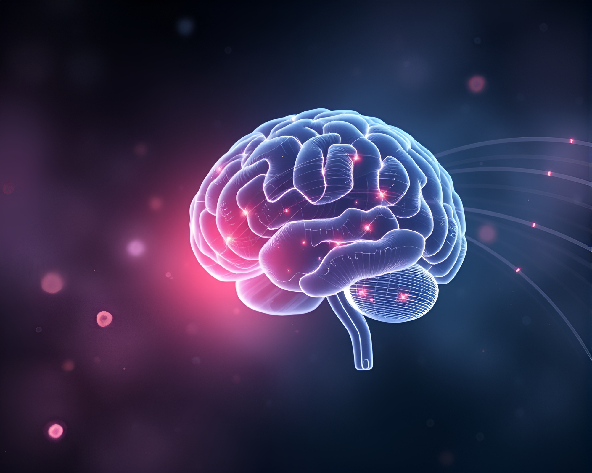 Futuristic AI Brain Unveiled in Hypnotic Star Trail Wireframe – free AI stock image
