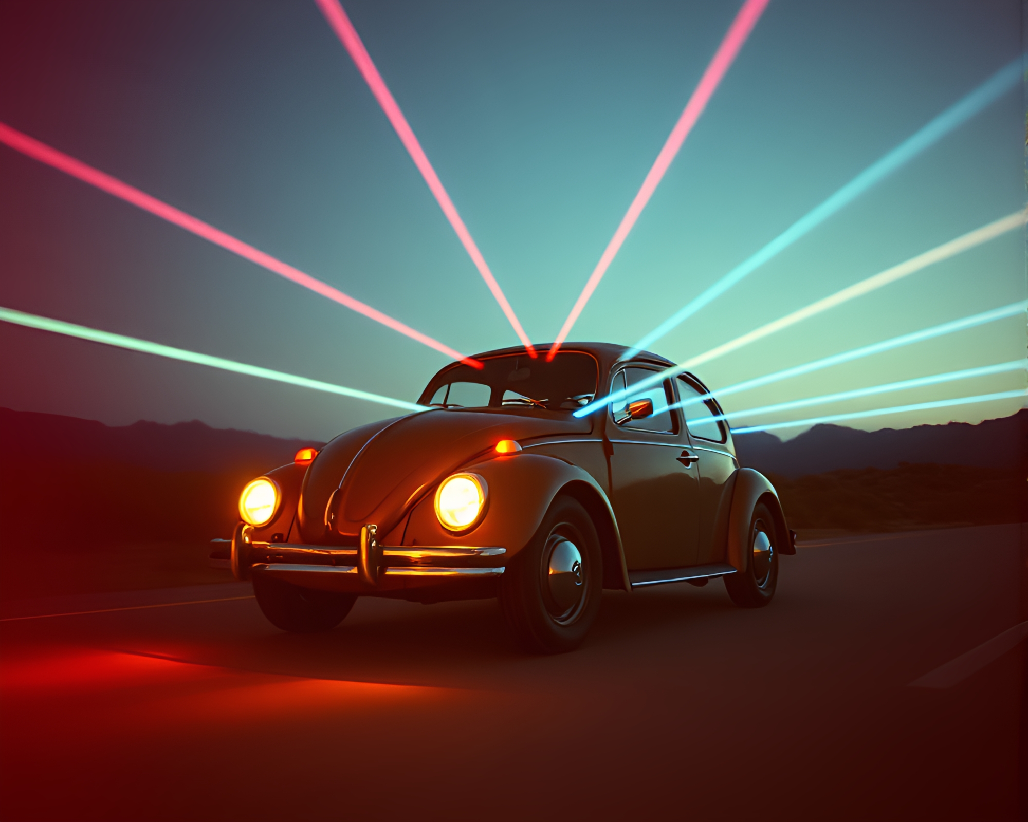 Futuristic Beetle With Laser Beam Compositions – free AI stock image