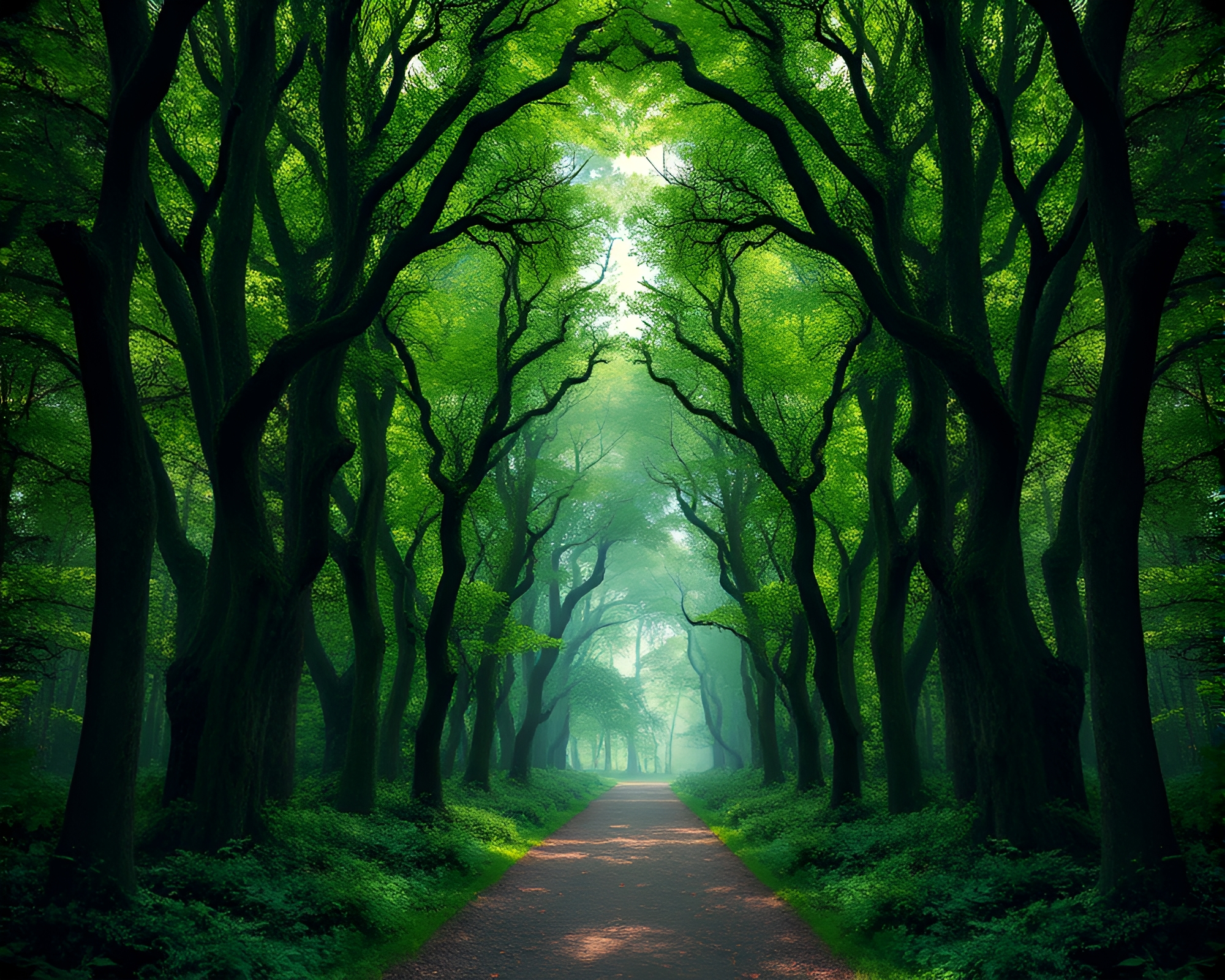 Symmetrical Ancient Grove: Enchanted Forest Cel Shading – free AI stock image