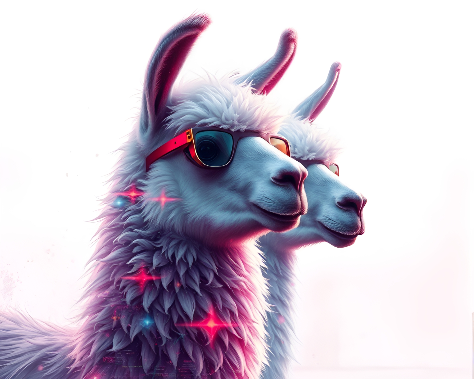 Llama Cyberpunk Double Exposure Illustration – free AI stock image