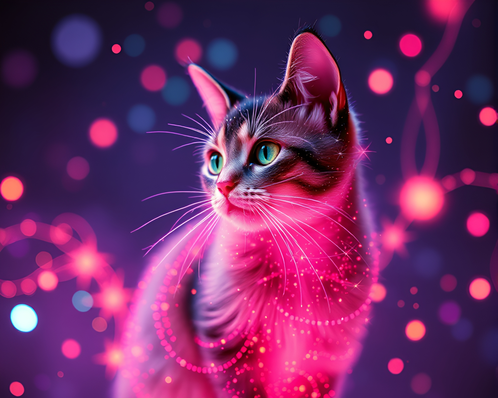 Schrodinger’s Cat in 80s VHS Dot Matrix – free AI stock image