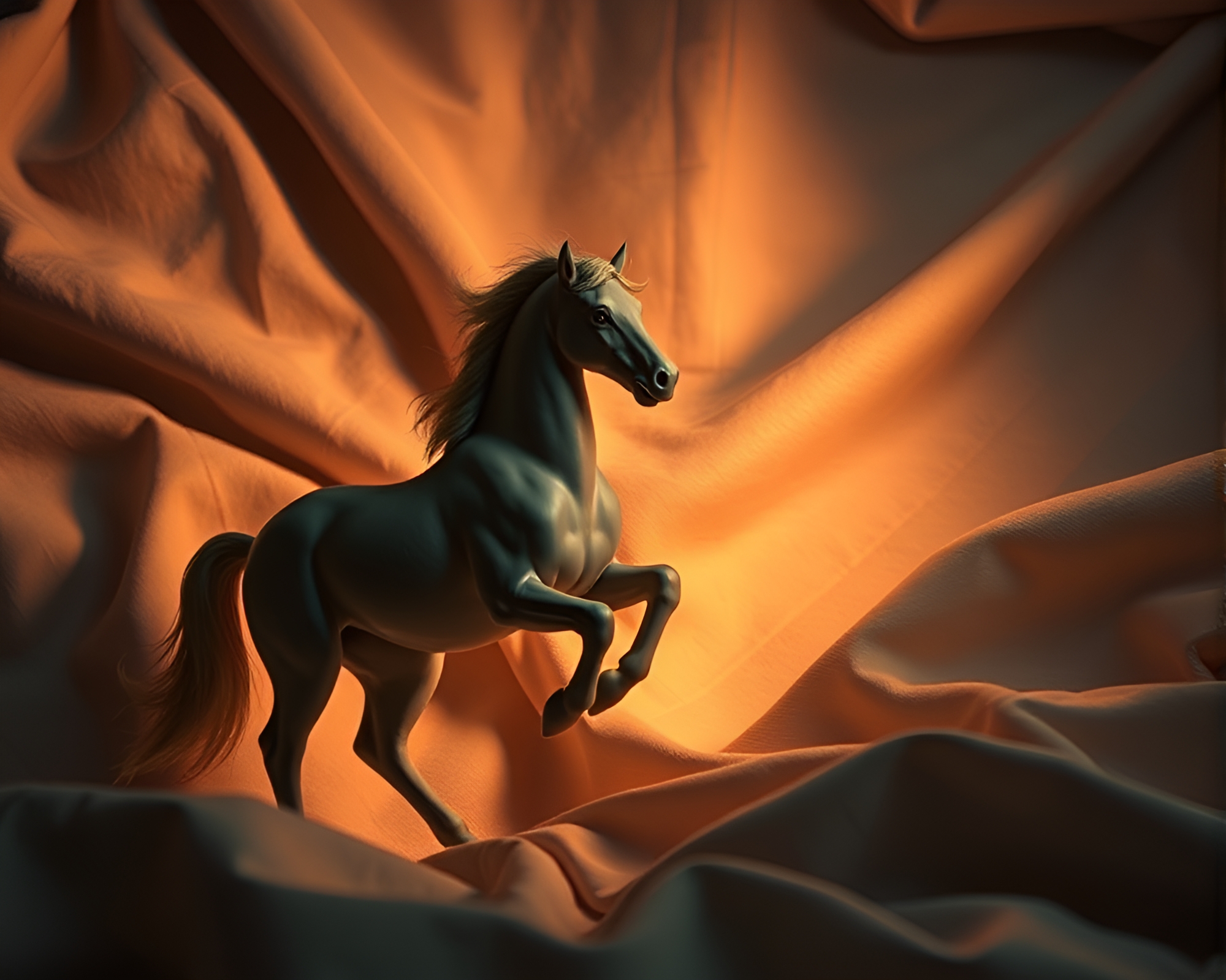 Fantasy Centaur Surrounded by Elegant Fabric Folds – free AI stock image