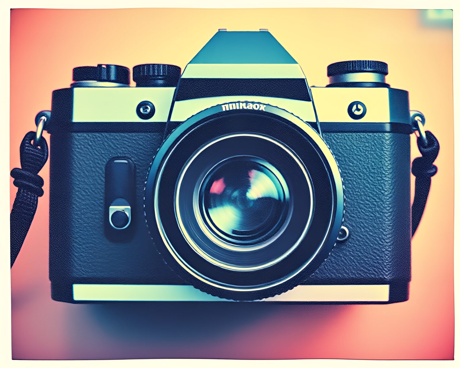 Artistic rendition of a camera in vivid jewel tones