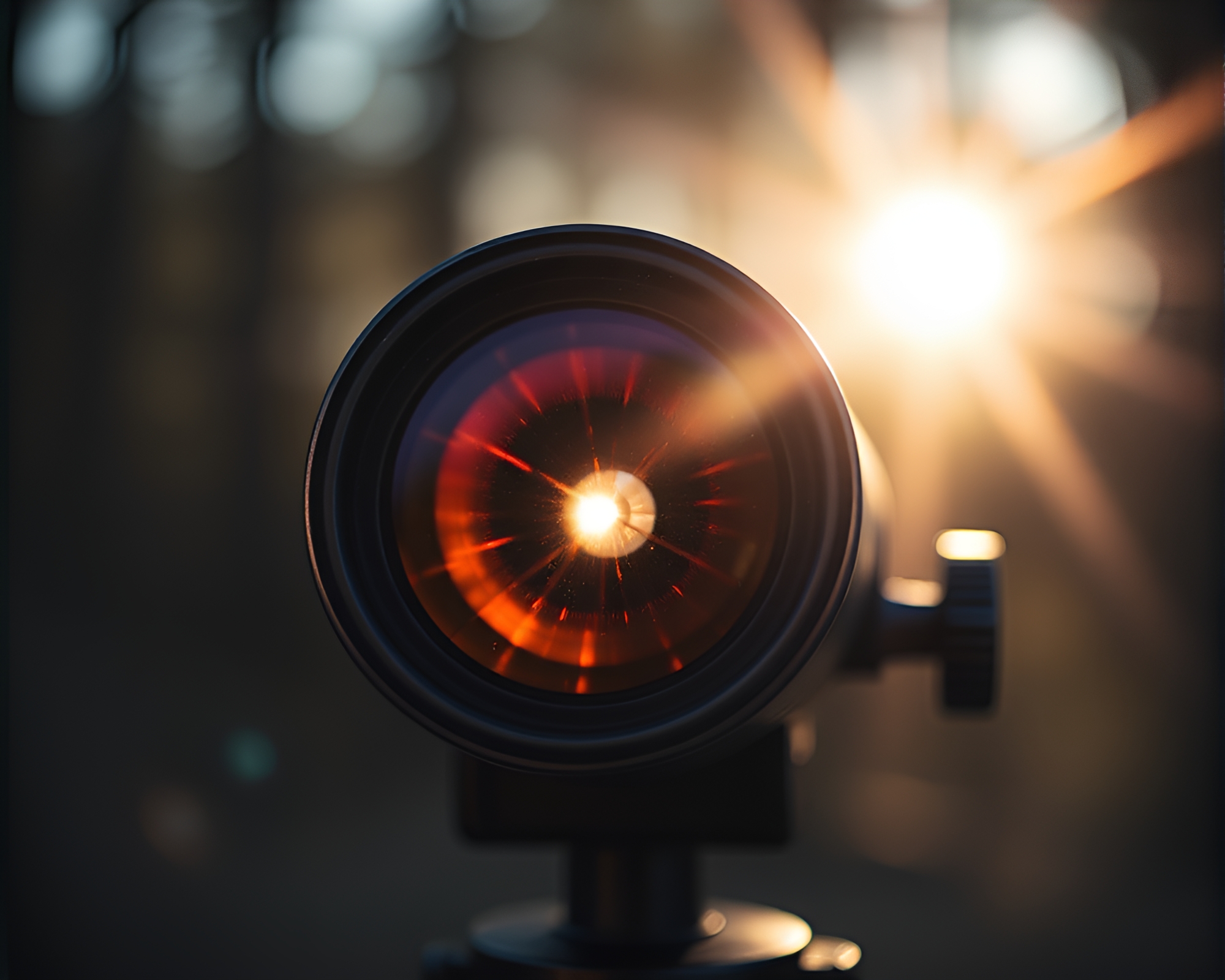 Vintage Telescope Through Distorted Glass in Starburst Light – free AI stock image