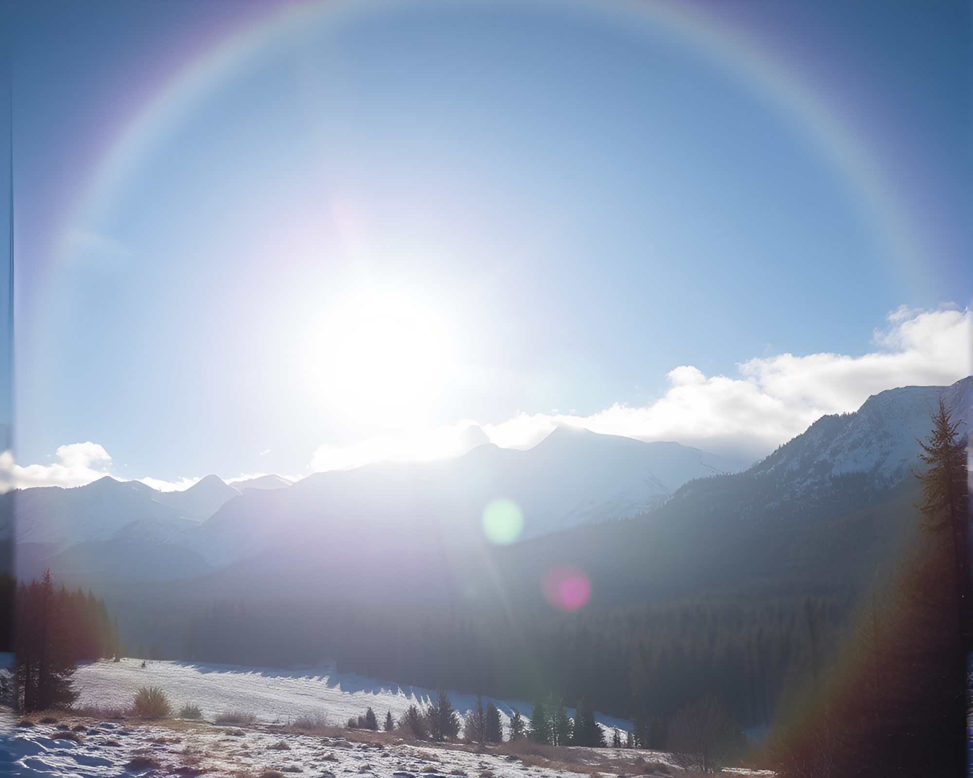 Glimpse of Aurora: Tundra Rainbow Spotlight Framing – free AI stock image