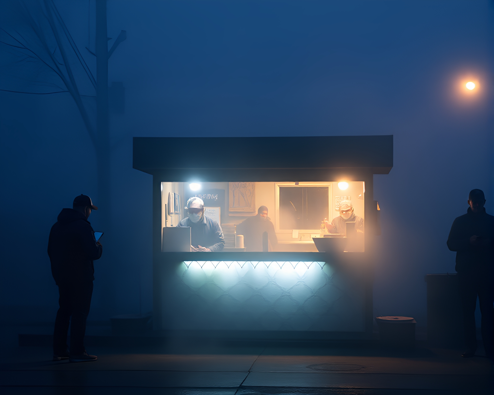 Misty Taco Stand with Glass Shard Divisionism – free AI stock image