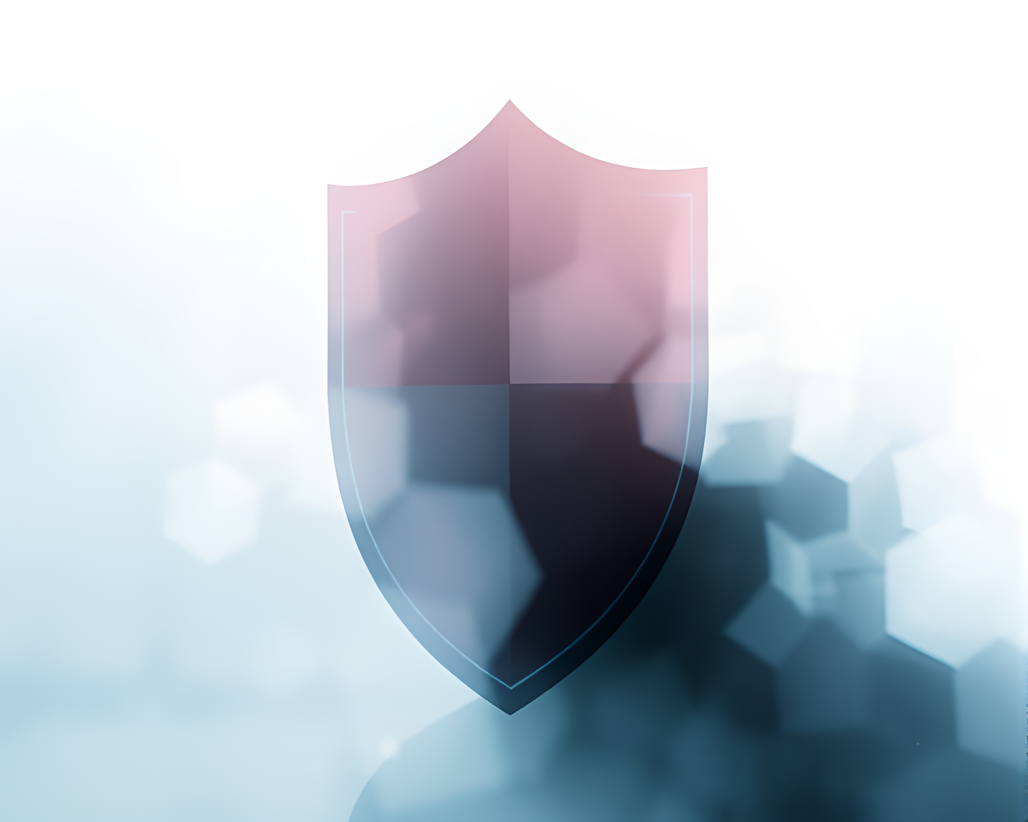Geometric Shield Double Exposure in Hazy Light – free AI stock image