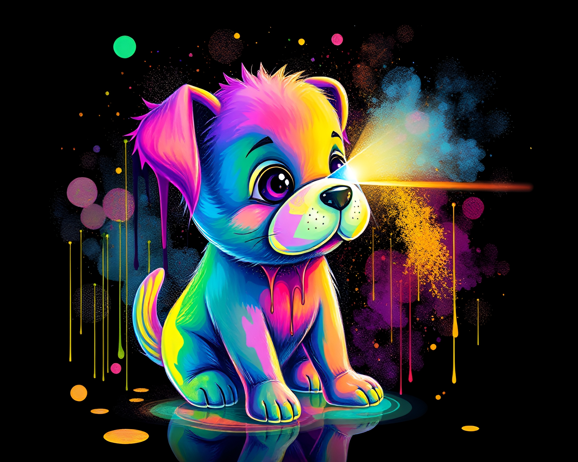 Prismatic Holographic Pet in Children’s Book Style – free AI stock image