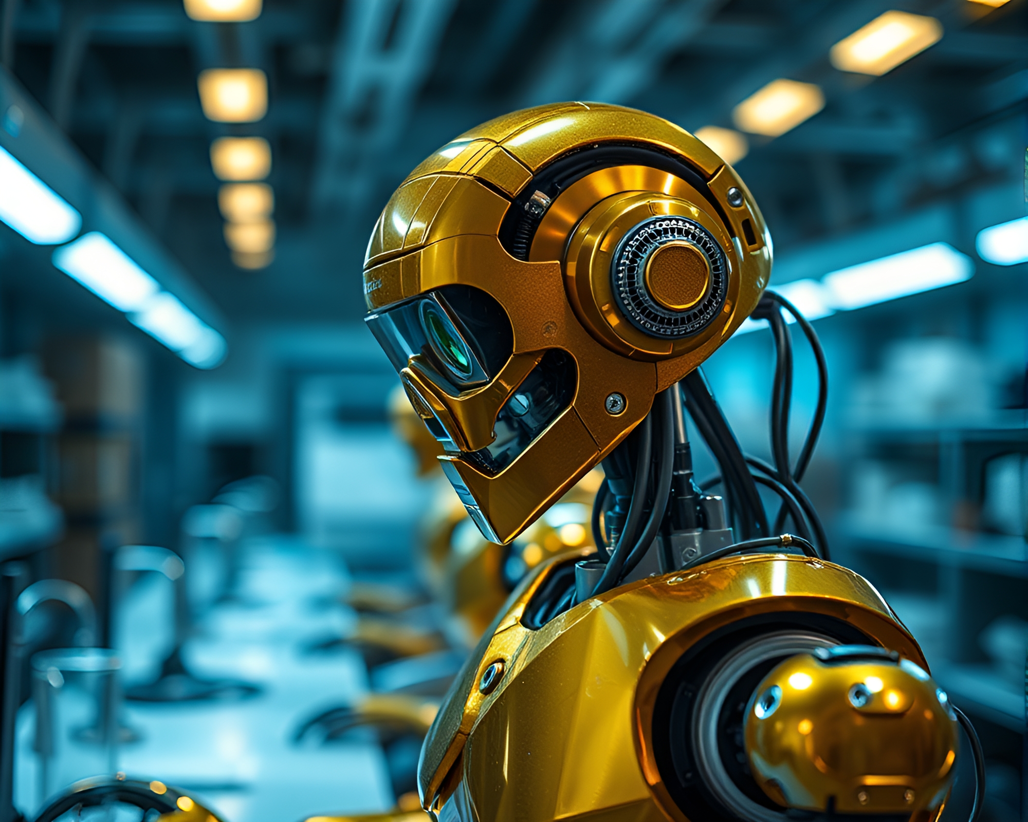 Gilded Robotics Laboratory Cinemagraph – free AI stock image