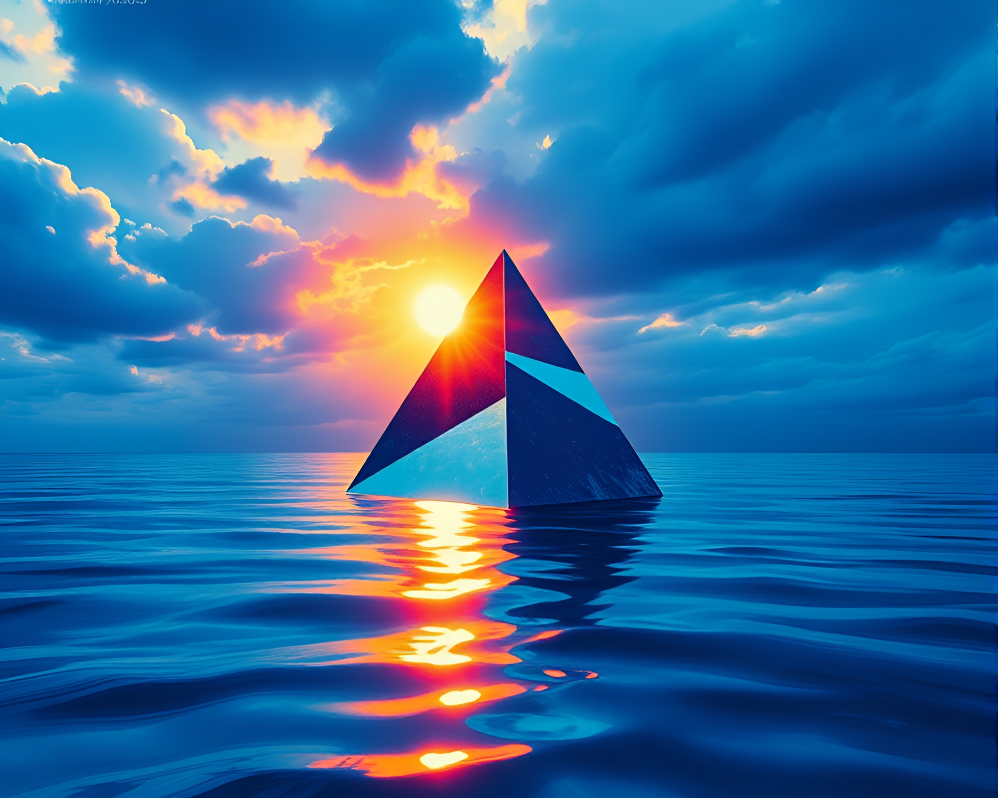 Prismatic Refraction: Sea Plane Pointillism – free AI stock image