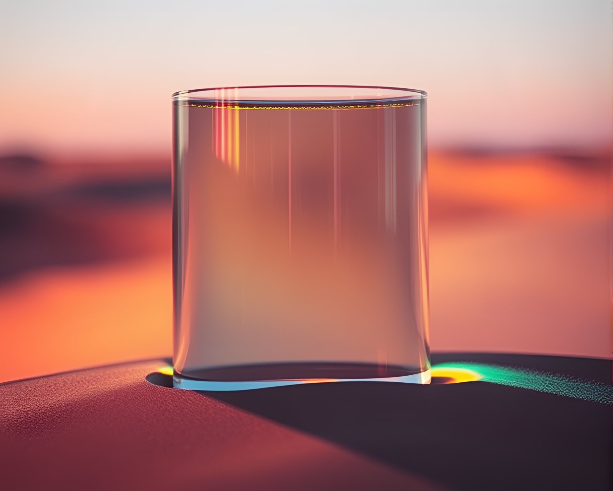 Surreal Desert Mirage Through Distorted Glass – free AI stock image