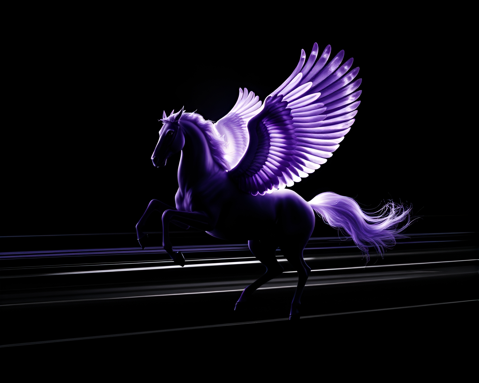 Pegasus Car Light Trails in Amethyst Twilight – free AI stock image