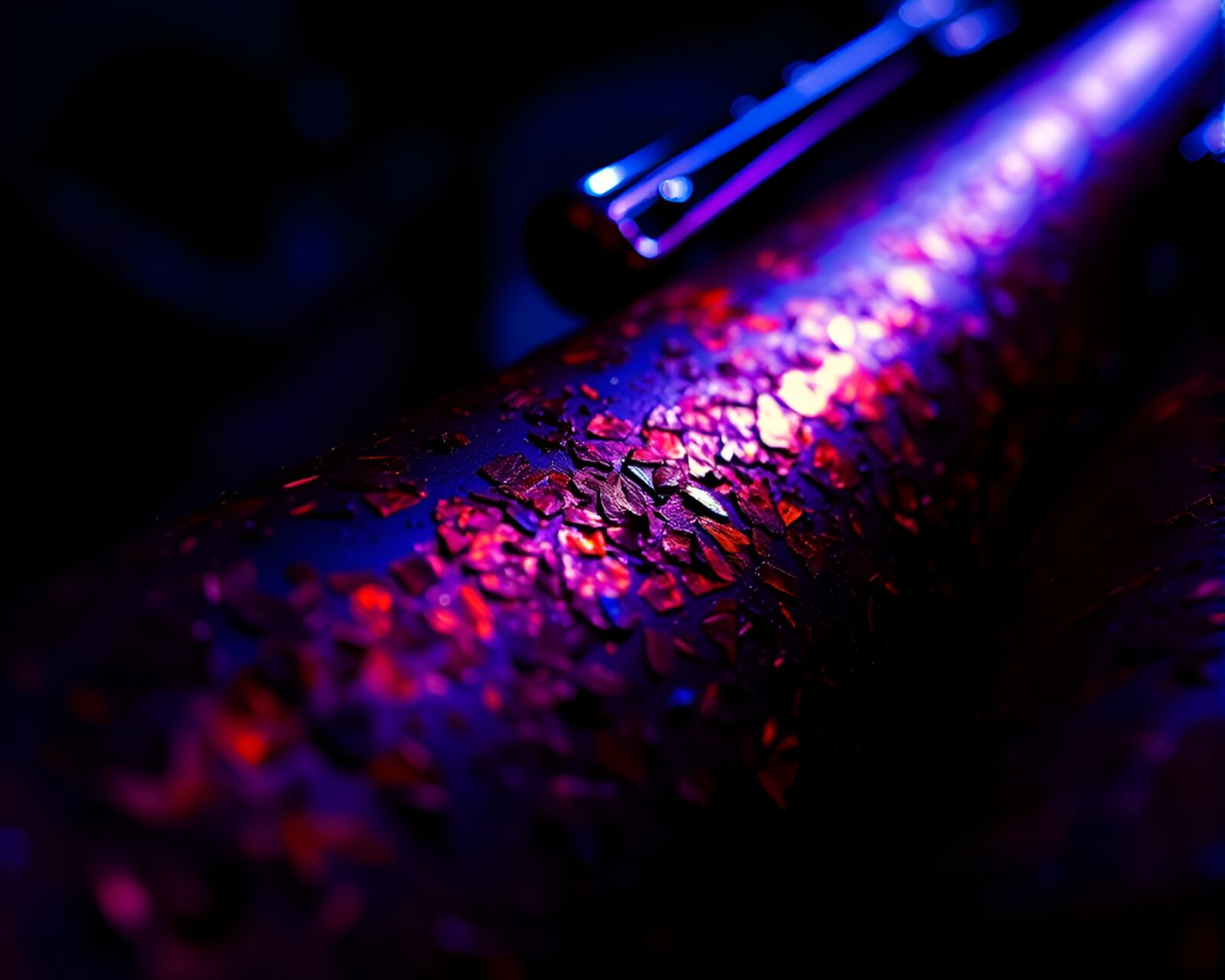 Wide-angle photo of saxophone covered in rust flakes
