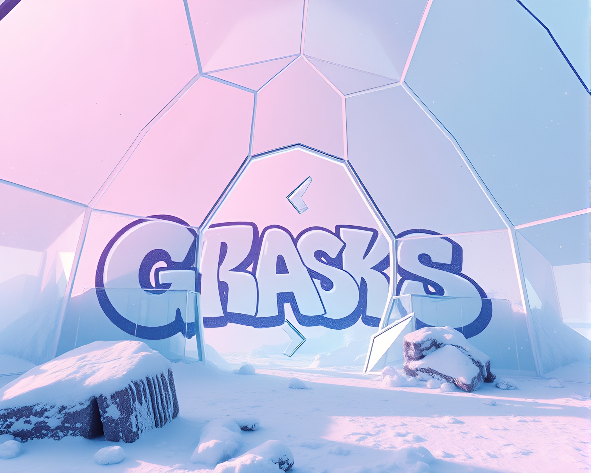 Glass Shards in Pastel Synthwave Glass Igloo – free AI stock image