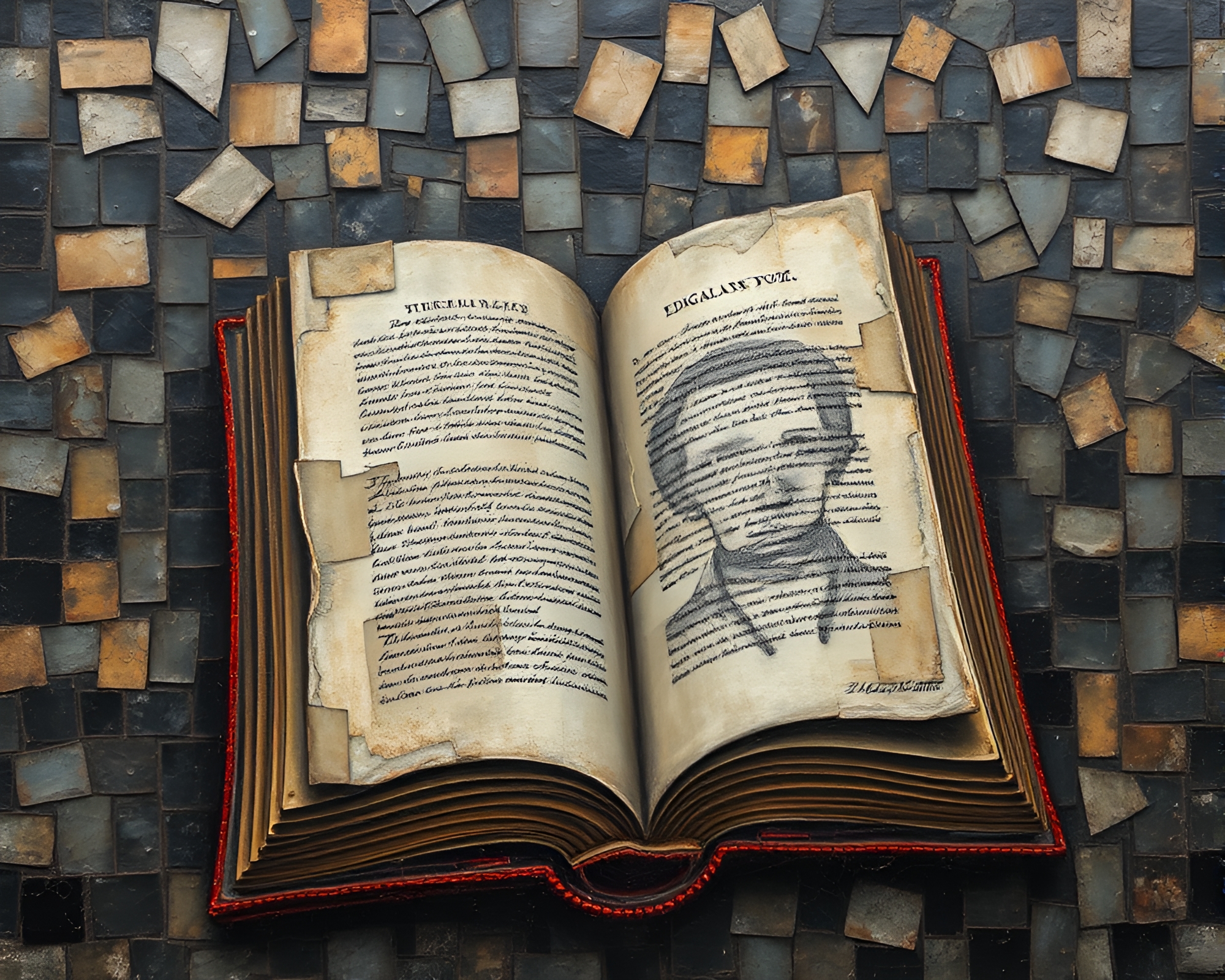Ethereal Fragmented Mosaic Inspired by Edgar Allan Poe – free AI stock image