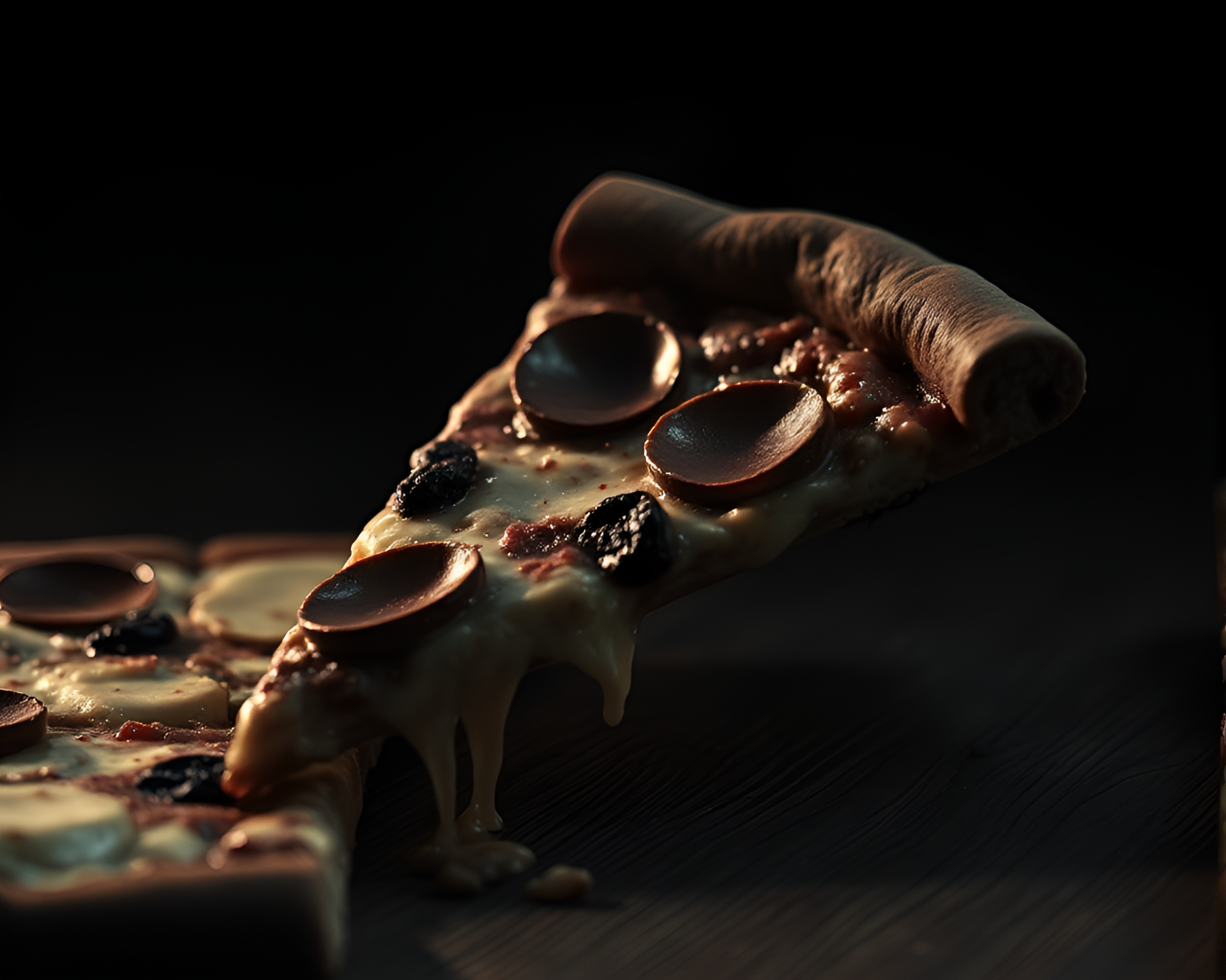 Surreal Pizza Slice in Tilted Composition – free AI stock image