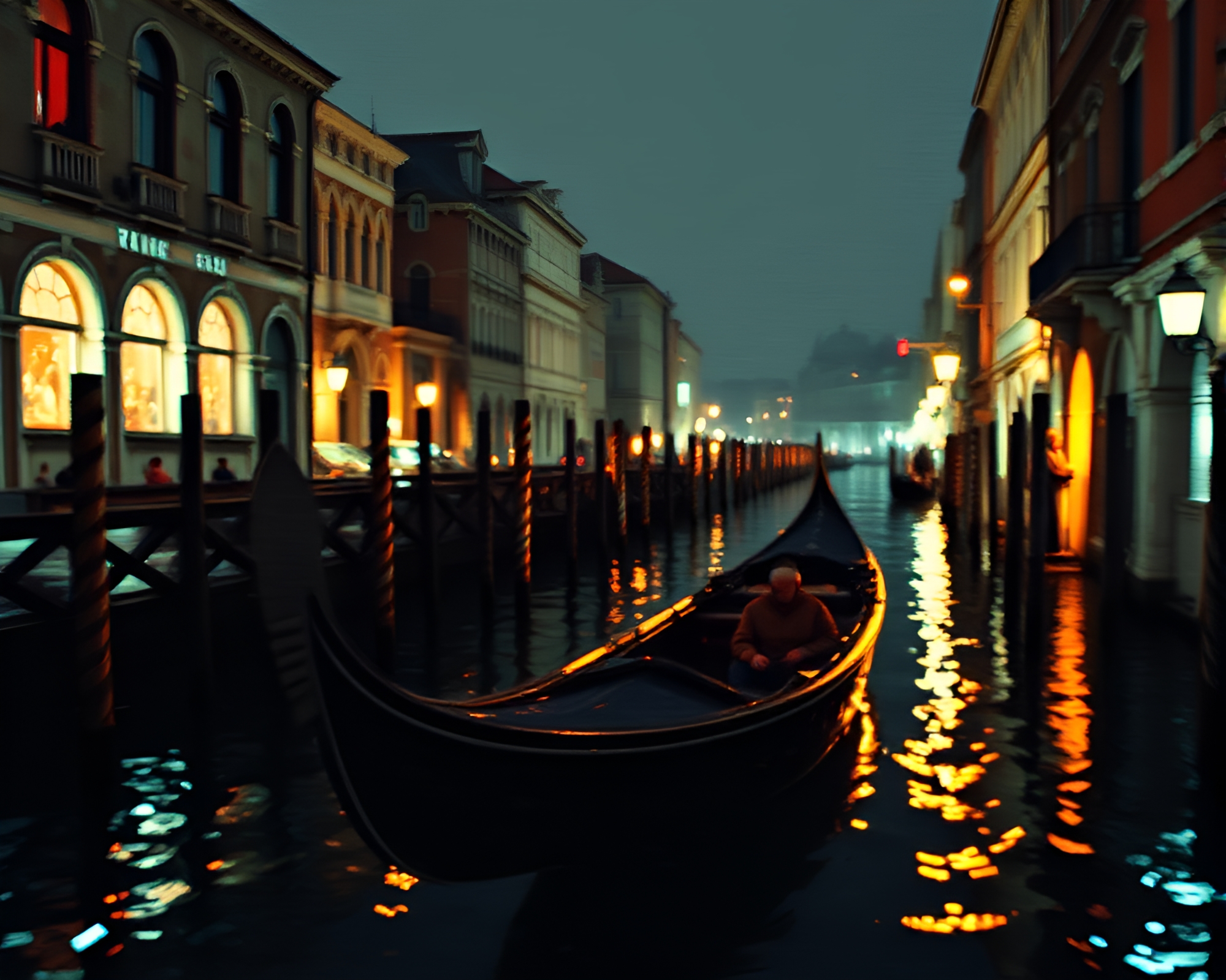 Venetian Gondola in Pixelated Dadaist Collage – free AI stock image