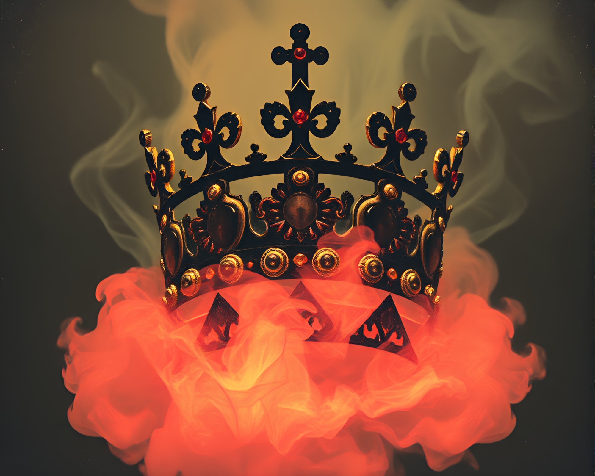 Crown of Smoke Rings in Dadaist Collage – free AI stock image