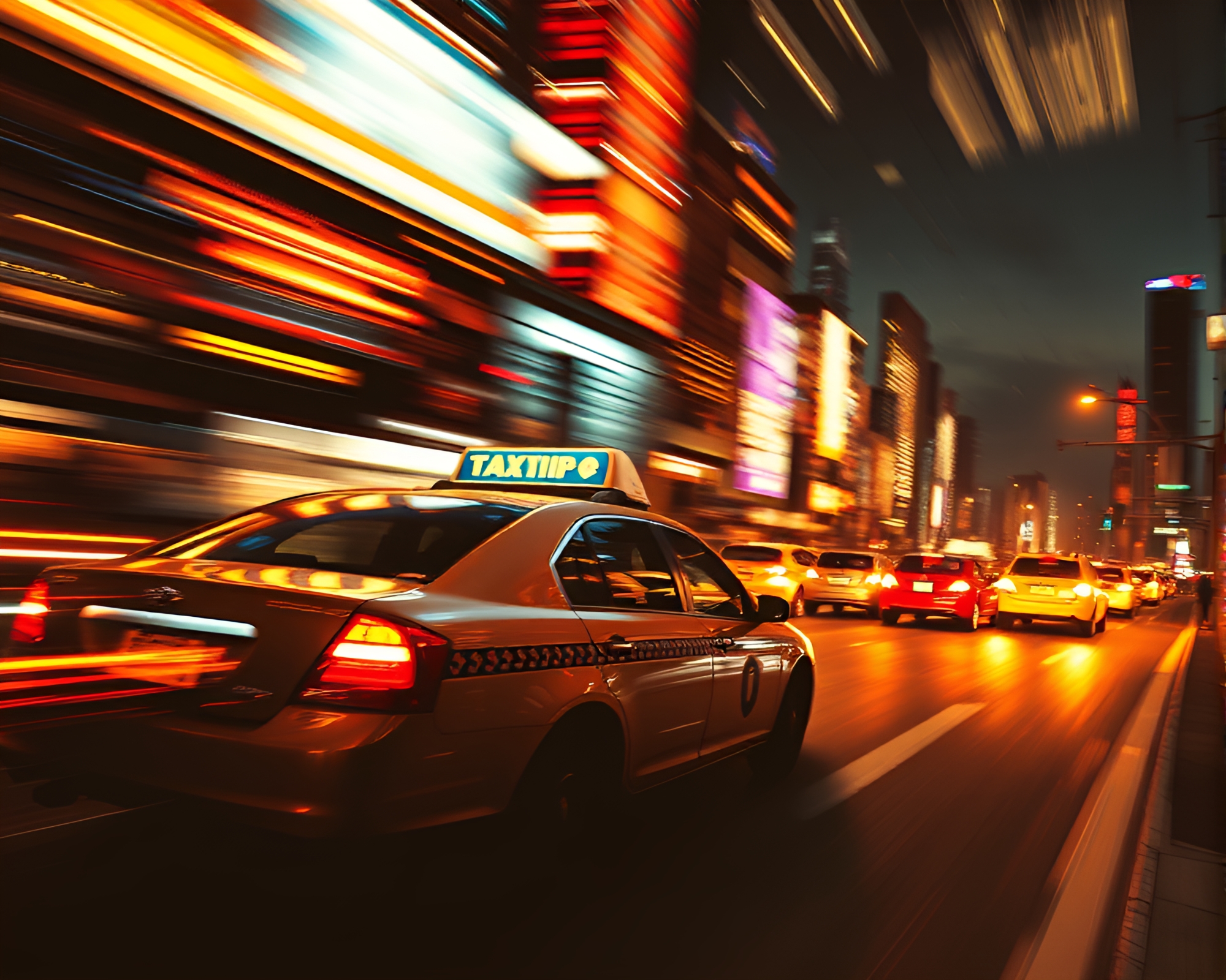 Taxi Streaks Through Golden Space Habitat at Sunset – free AI stock image