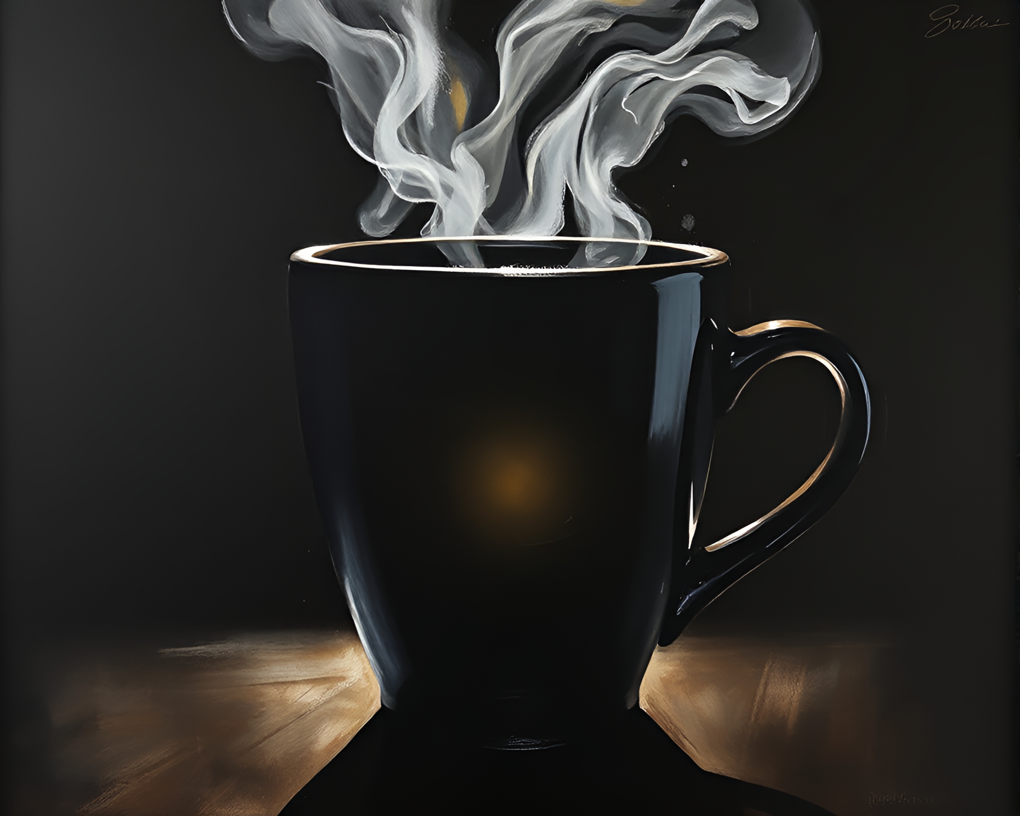 Sunlit Coffee Cup in Charcoal Ambiance – free AI stock image