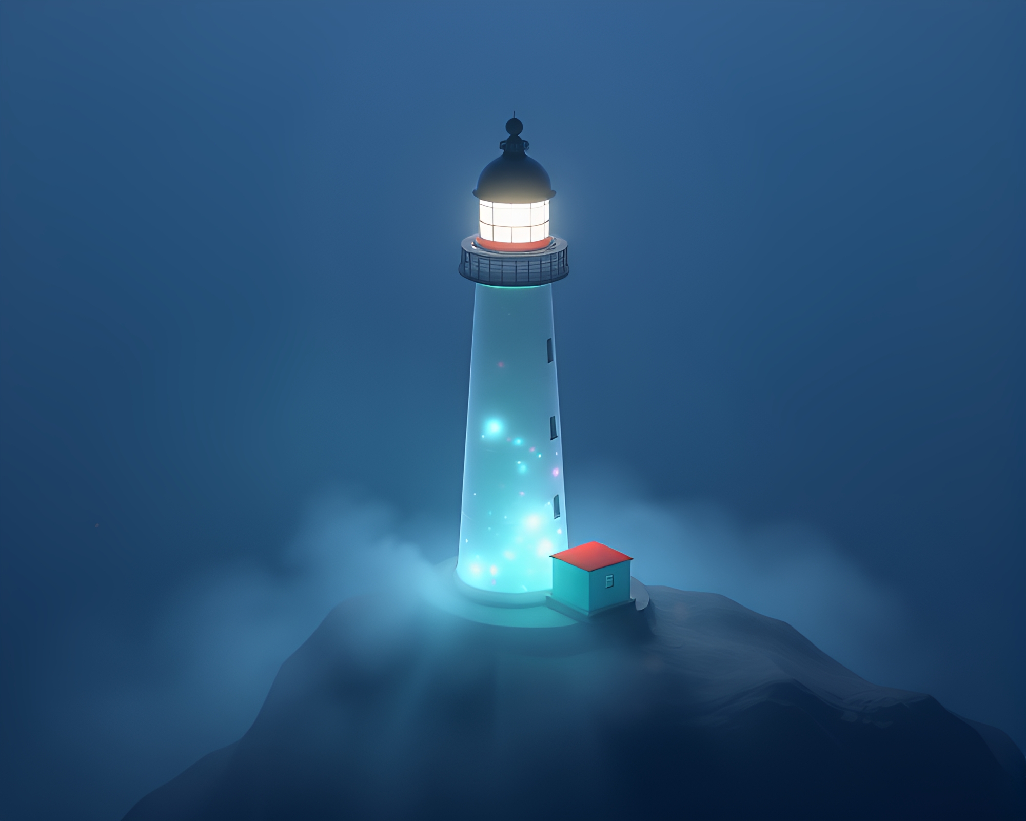 Lighthouse Hologram Specks High-Poly Render – free AI stock image