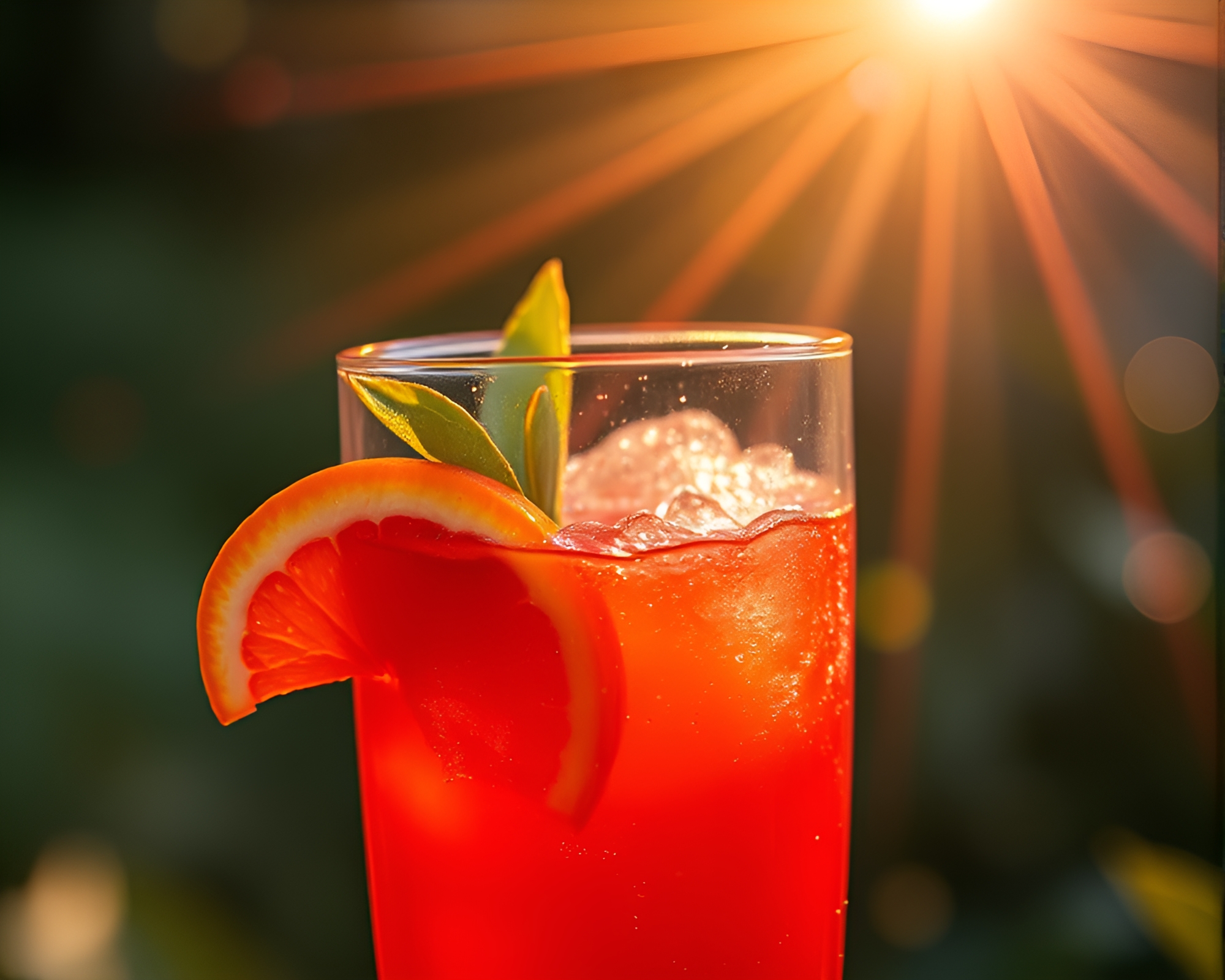 Telephoto Portrait of Blood Orange Cocktail in Starburst Lighting – free AI stock image