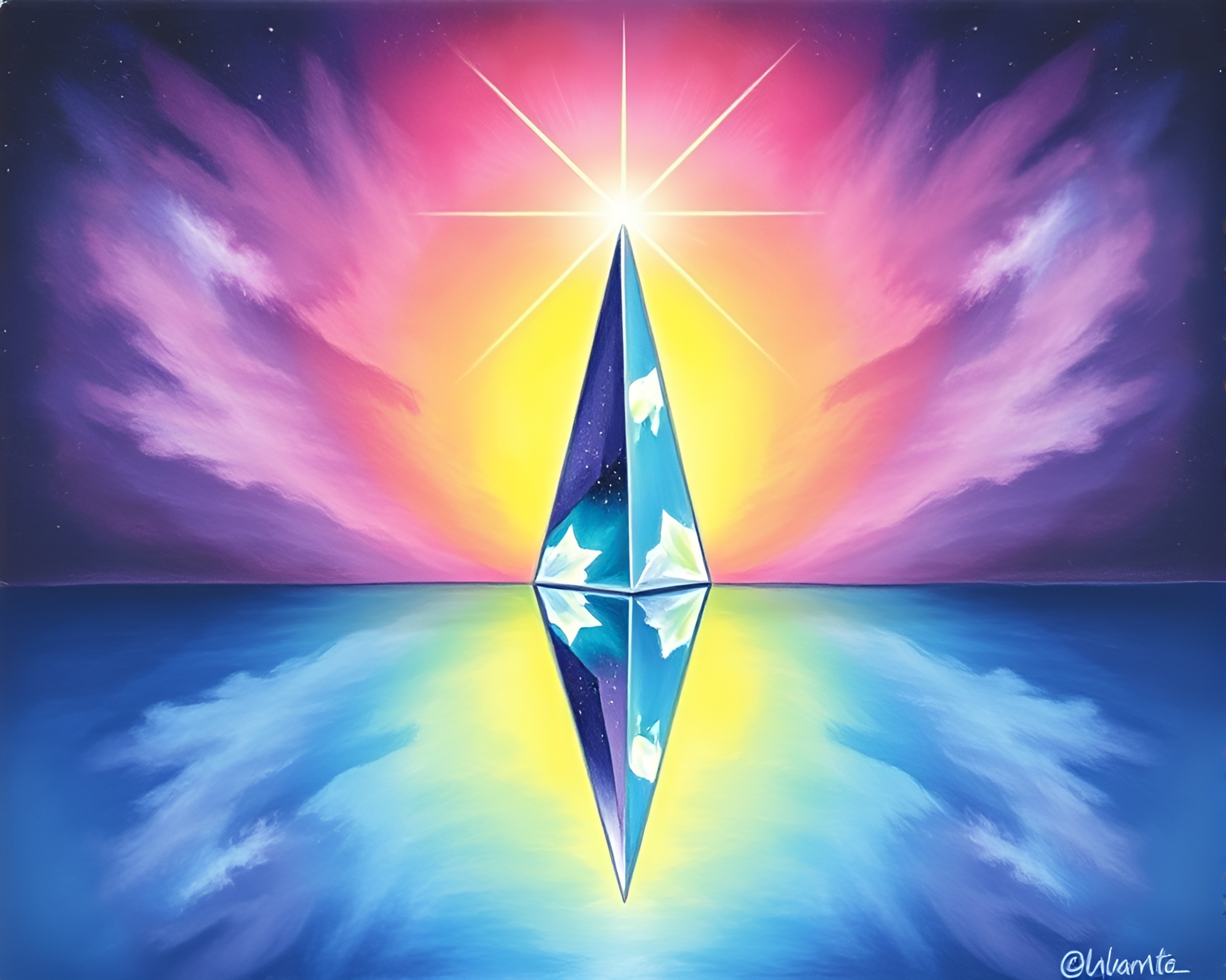 Siren Reflection in Starburst Pastels – free AI stock image