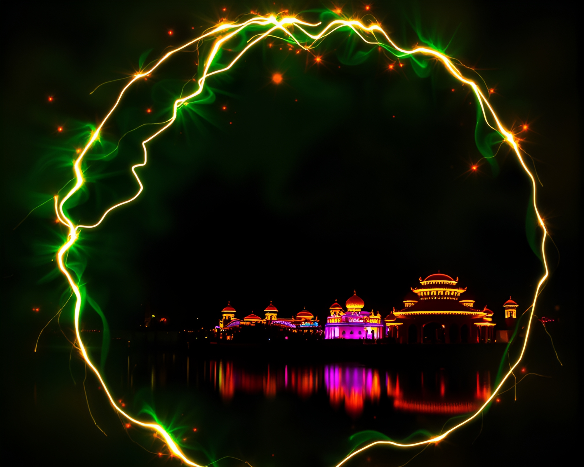Ethereal Oasis Glow: Calligraphy Zoom Burst Art – free AI stock image