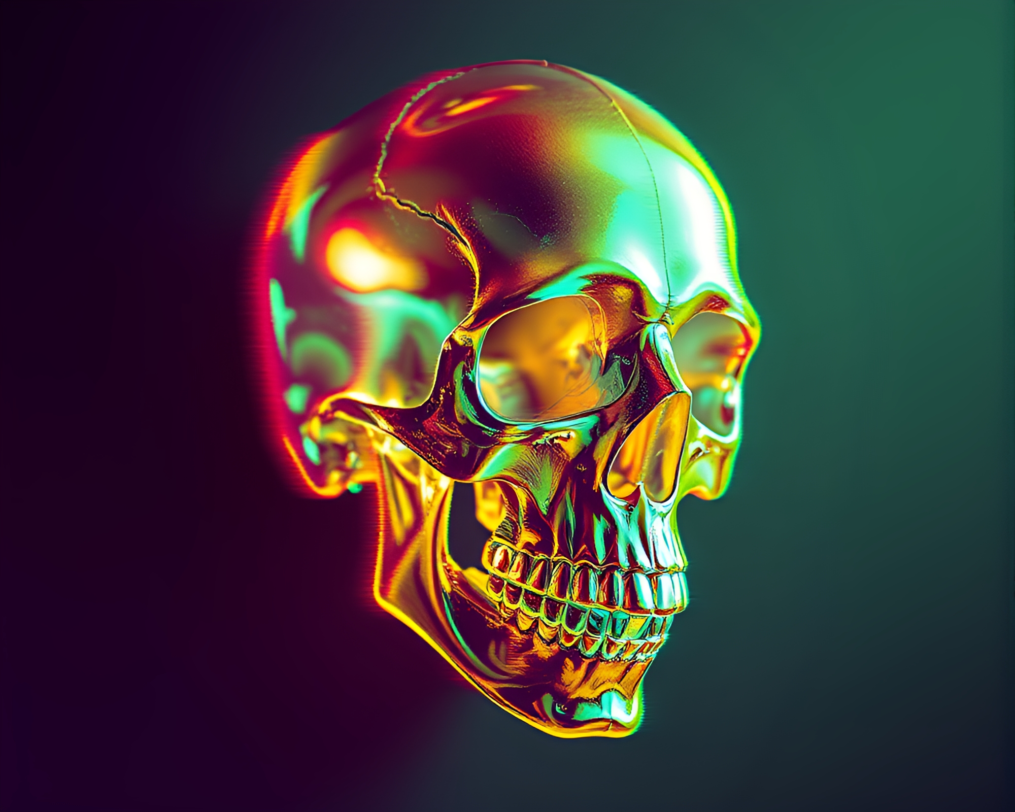 Glitched Crystal Skull in Tilted Frame – free AI stock image