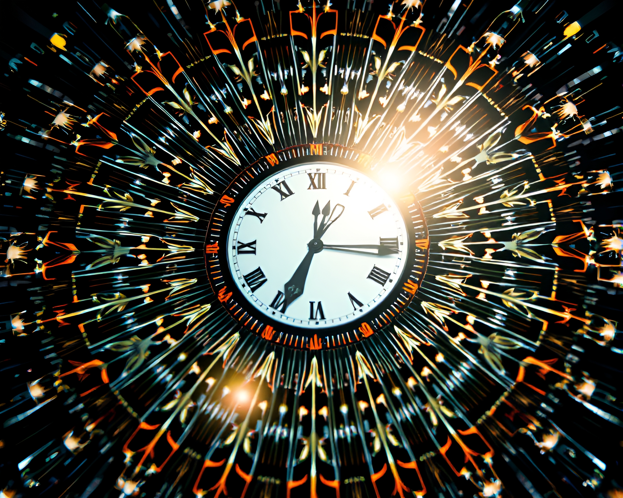 Algorithmic Chrono Clock at Midday Bright Light – free AI stock image