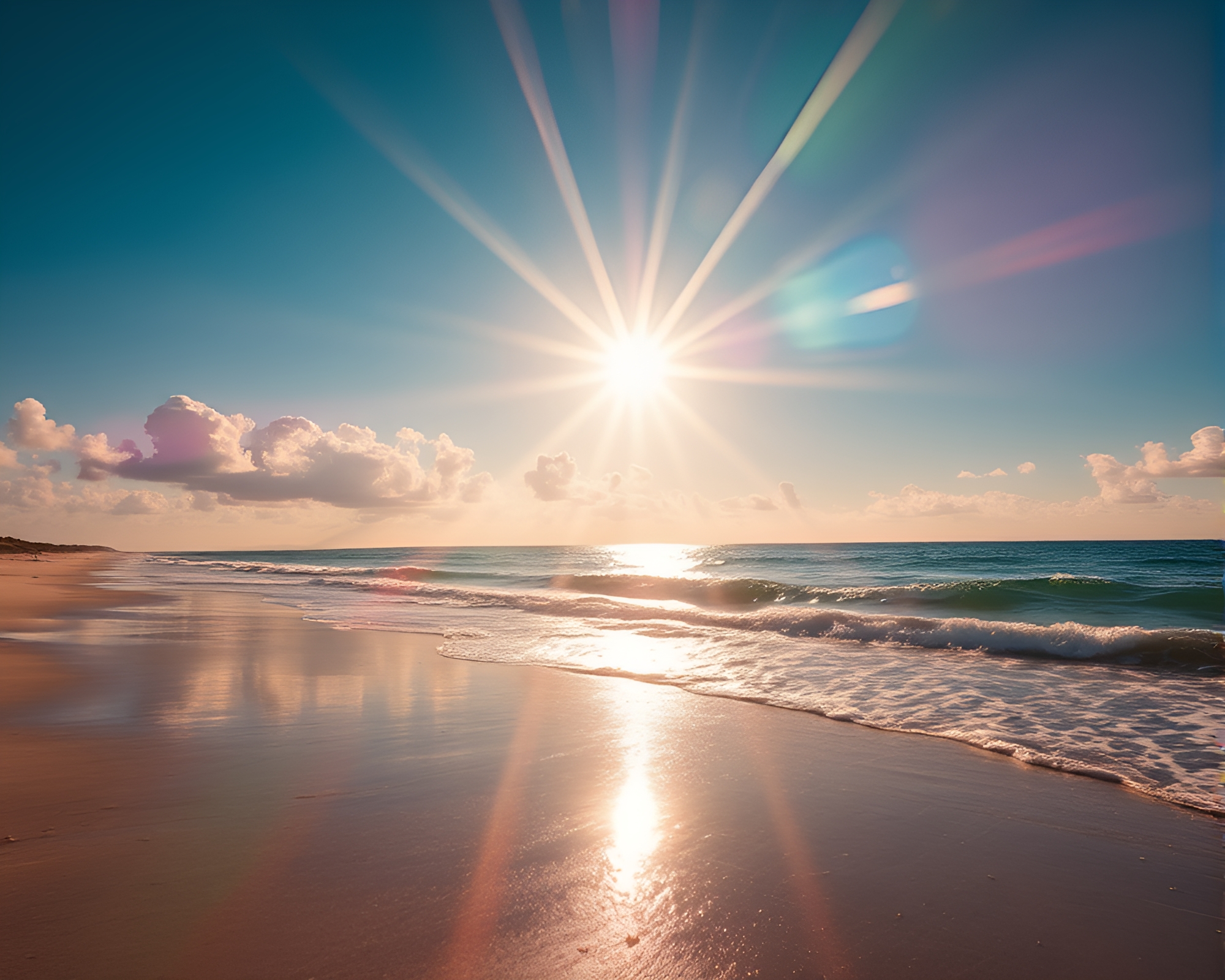 Rainbow Refraction at Summer Beach Concept Art – free AI stock image