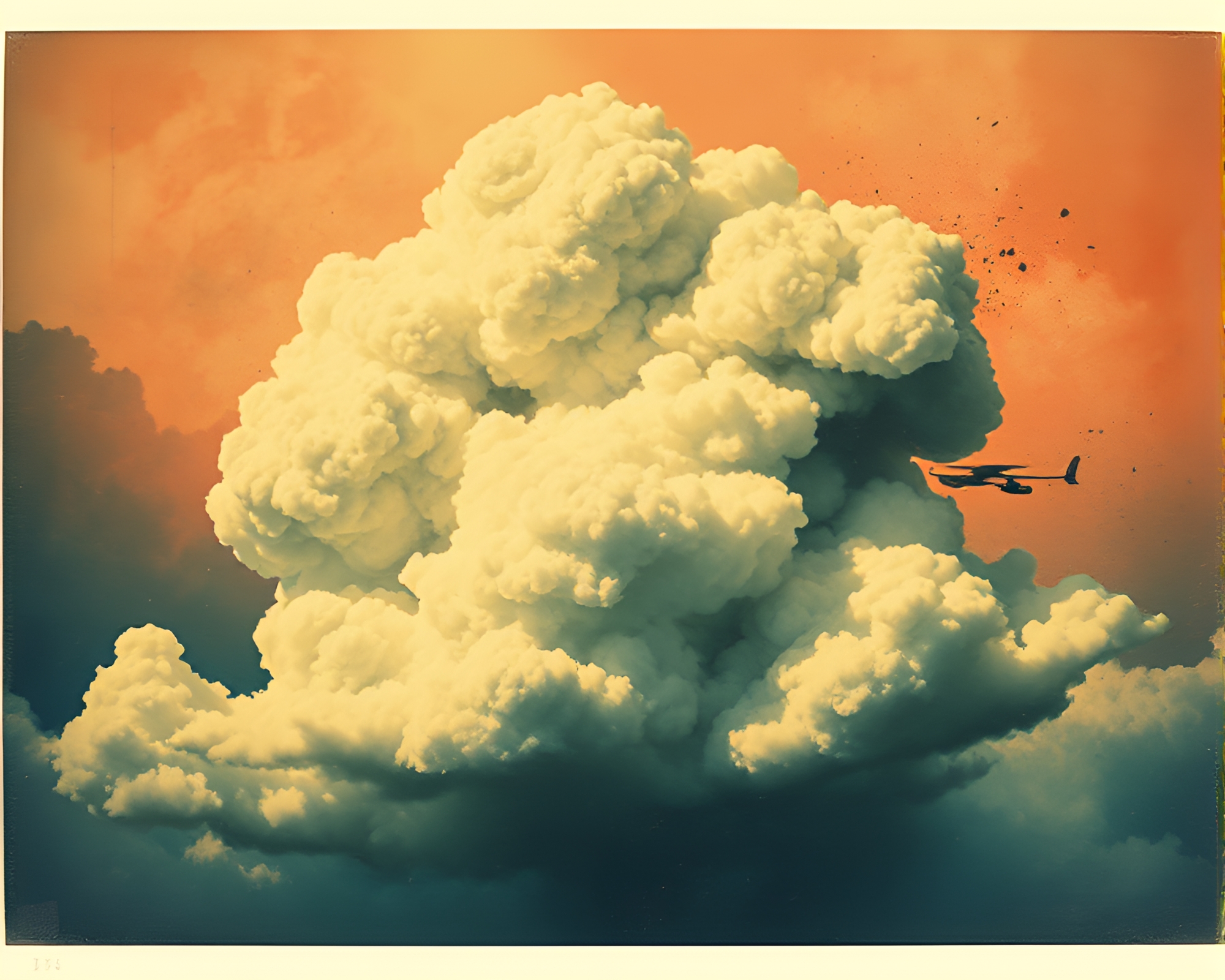 Fiery Banshee: Vintage Sgraffito Explosion Art – free AI stock image