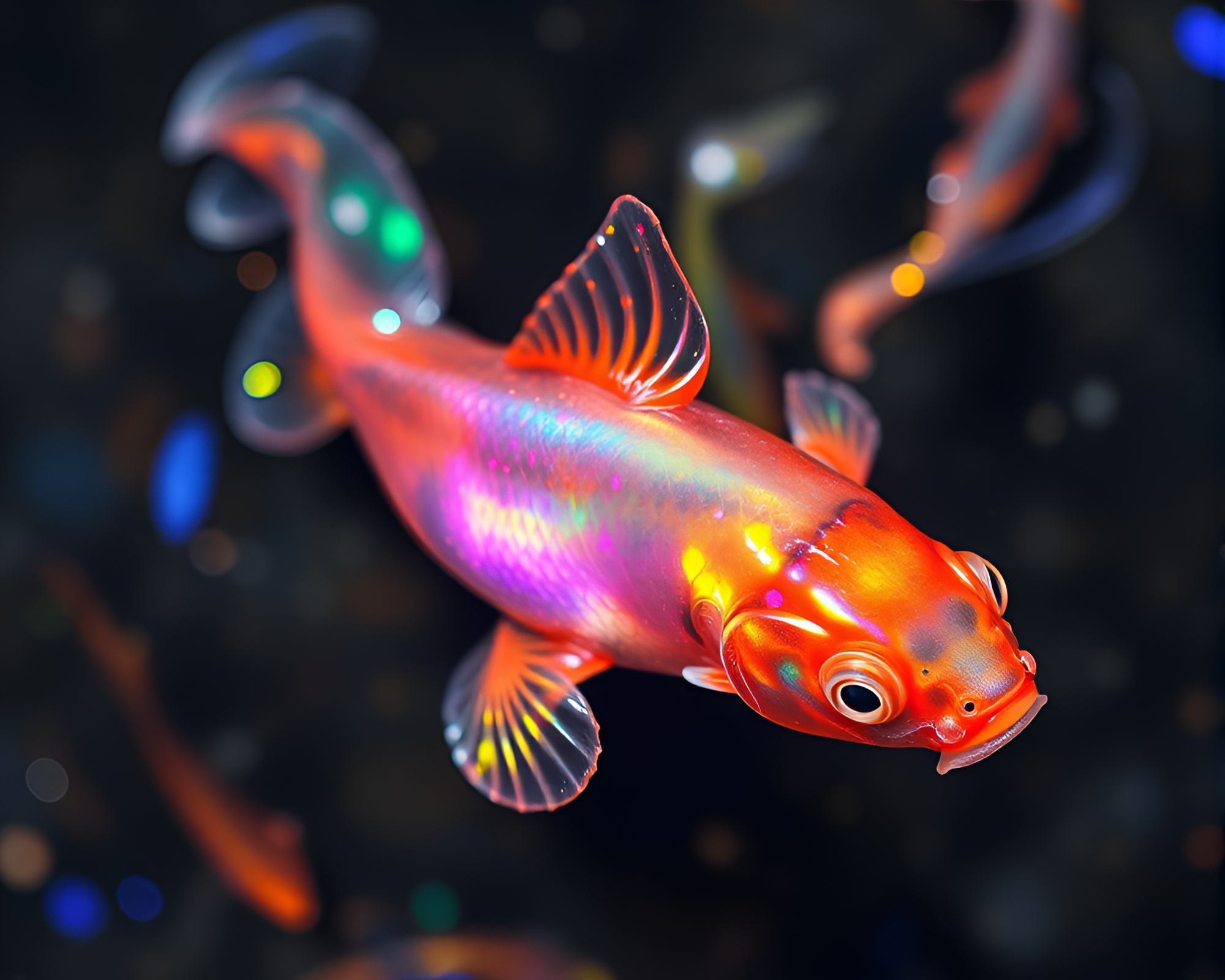 Koi Fish in Soap Film Iridescence Serenity – free AI stock image