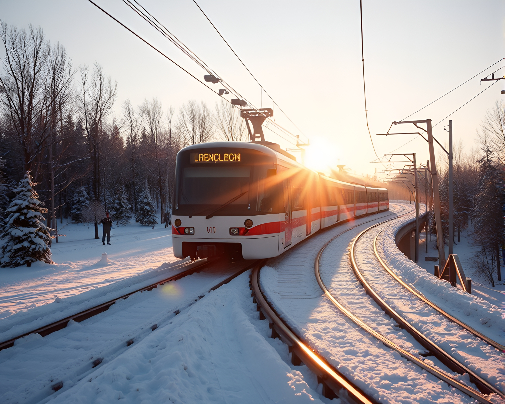 Snow-Kissed Monorail in Ambient Light with Glare – free AI stock image