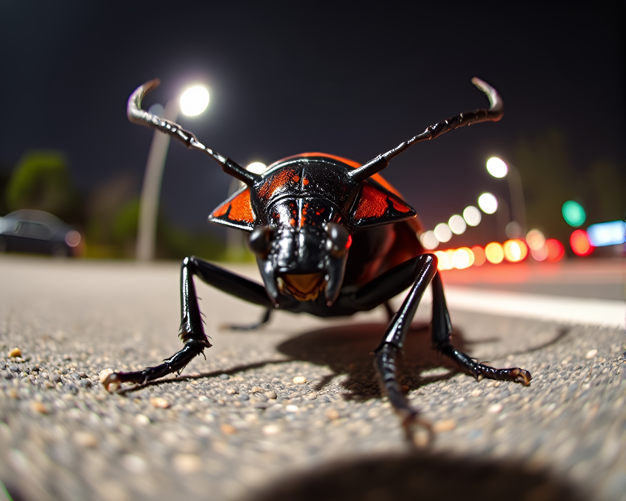 Marvelous Beetle Wide-Angle Pixelated Light Composition – free AI stock image